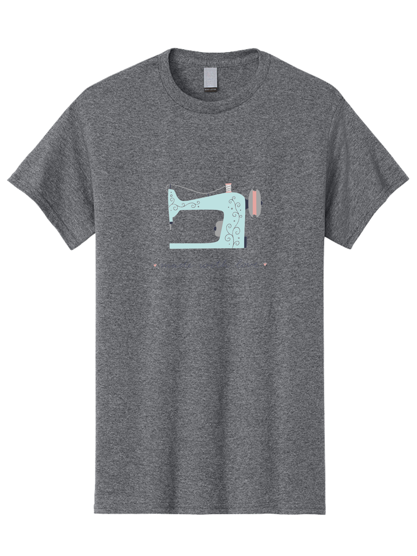 Made-With-Love-1 Men'S Graphic Tee, 100% Cotton, Comfortable Casual Summer Wear, Machine Washable, Vintage Sewing Machine, Handmade With Love, Sewing, Embroidery, Craft, Diy, Tailoring, Fashion Design Aac054 13