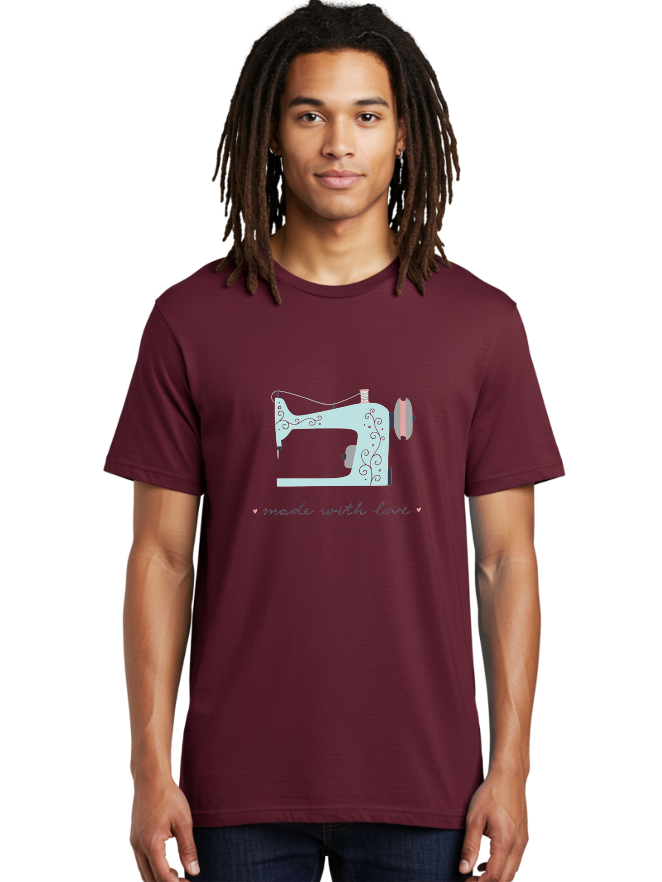 Made-With-Love-1 Men'S Graphic Tee, 100% Cotton, Comfortable Casual Summer Wear, Machine Washable, Vintage Sewing Machine, Handmade With Love, Sewing, Embroidery, Craft, Diy, Tailoring, Fashion Design Aac054 10