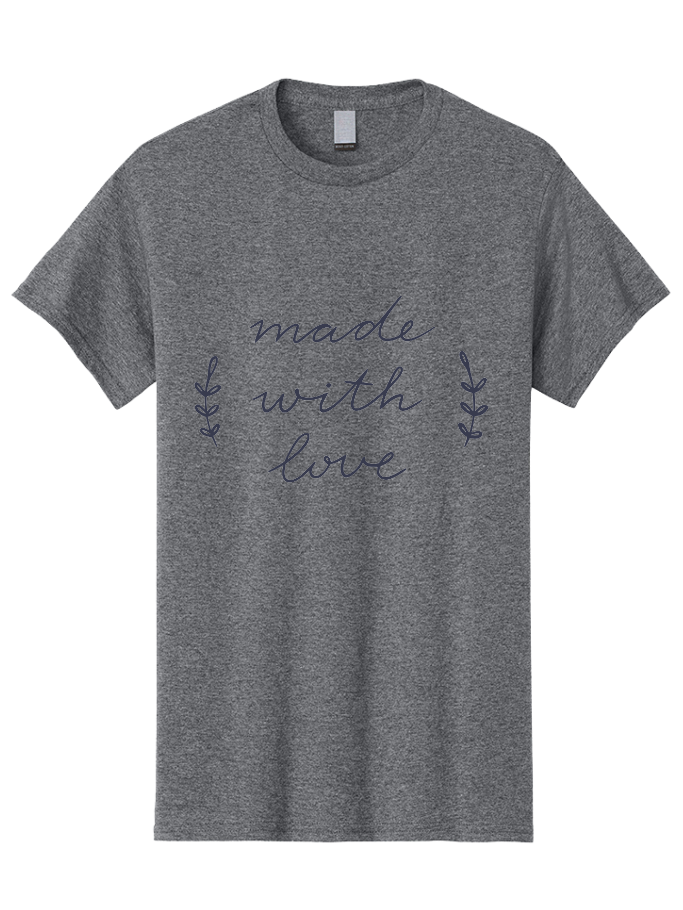Made-With-Love Men'S Graphic Tee, 100% Cotton, Comfortable Casual Summer Wear, Machine Washable, Handwritten Typography, Love Message, Decorative Elements, Floral Motifs, Heartwarming Quote, Craftsmanship, Handmade Label Aac056 29