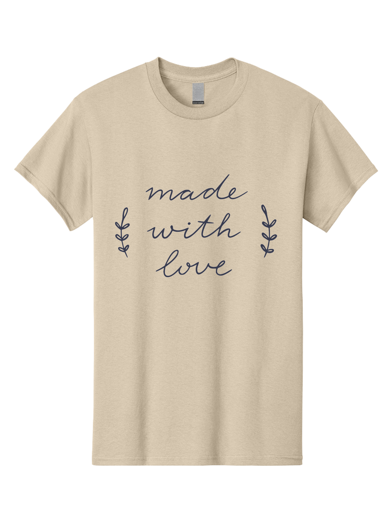 Made-With-Love Men'S Graphic Tee, 100% Cotton, Comfortable Casual Summer Wear, Machine Washable, Handwritten Typography, Love Message, Decorative Elements, Floral Motifs, Heartwarming Quote, Craftsmanship, Handmade Label Aac056 5
