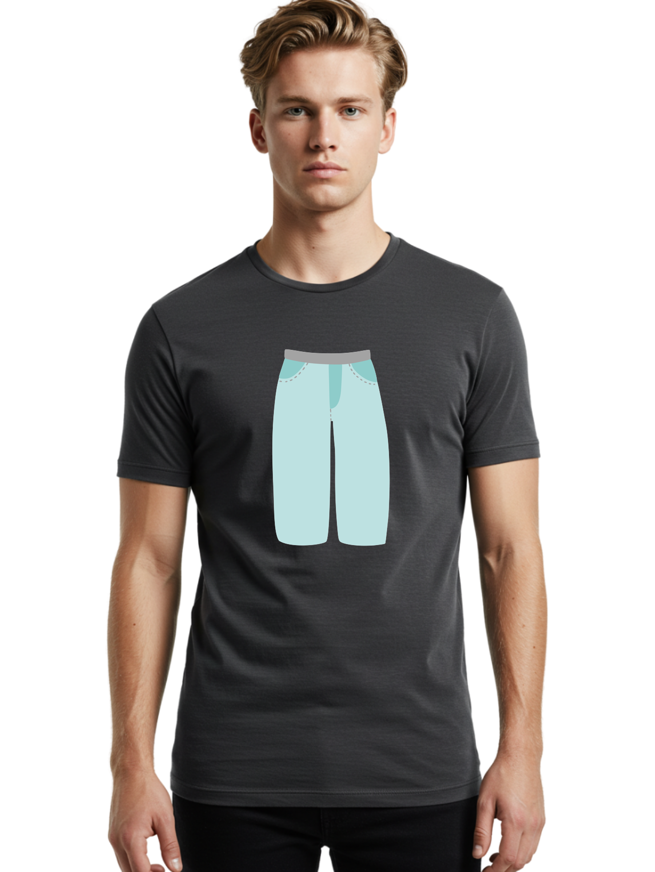 Pajama-Pants Men'S Graphic Tee, 100% Cotton, Comfortable Casual Summer Wear, Machine Washable, Light Blue Pants, Gray Waistband, Back Pockets, Casual Wear, Comfortable Clothing, Simple Design, Minimal Style, Fashion Illustration Aac066 28