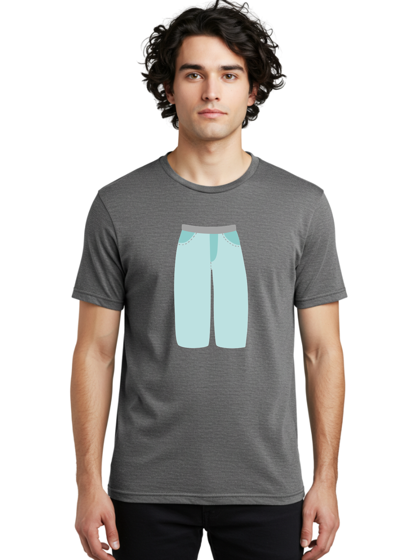 Pajama-Pants Men'S Graphic Tee, 100% Cotton, Comfortable Casual Summer Wear, Machine Washable, Light Blue Pants, Gray Waistband, Back Pockets, Casual Wear, Comfortable Clothing, Simple Design, Minimal Style, Fashion Illustration Aac066 4