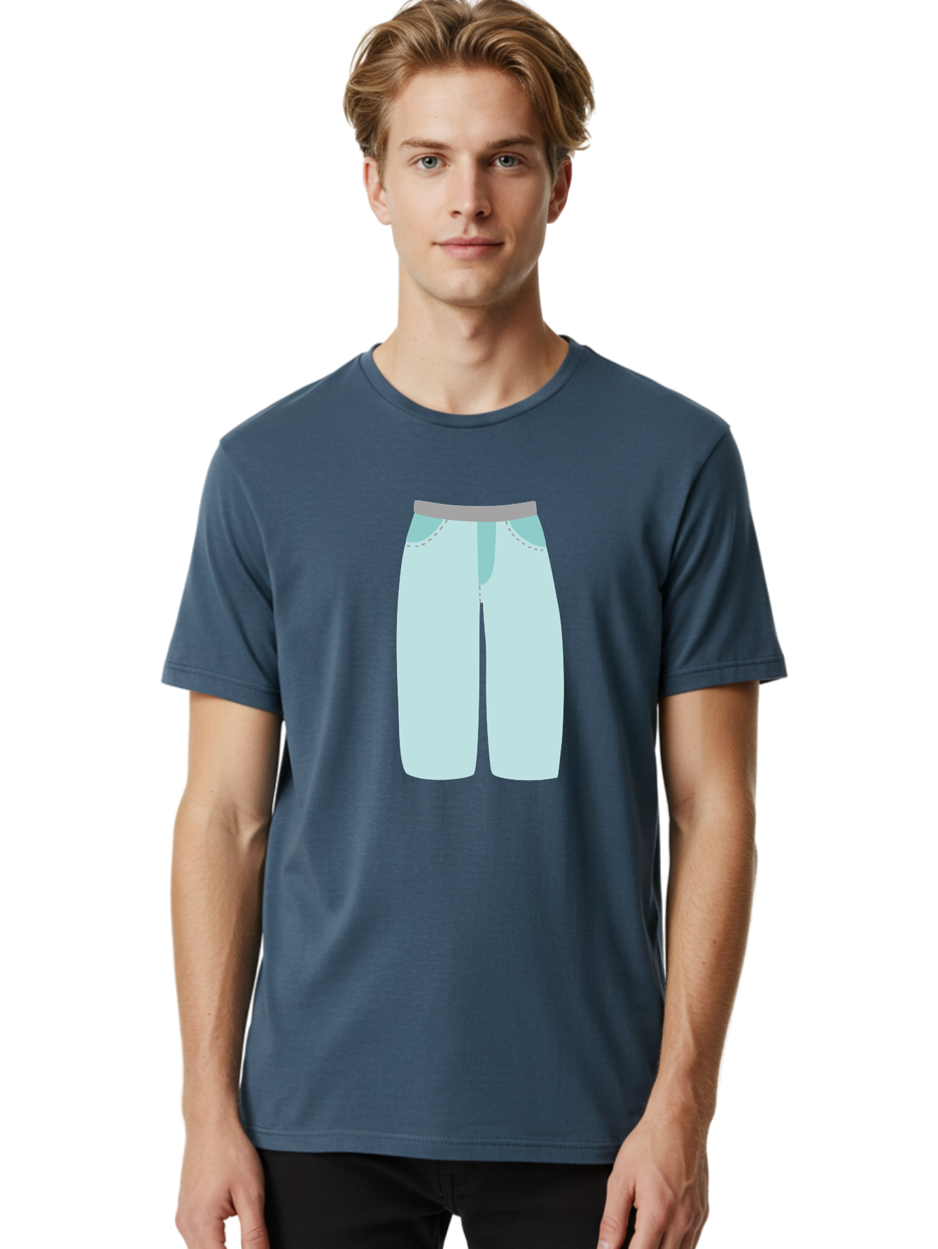 Pajama-Pants Men'S Graphic Tee, 100% Cotton, Comfortable Casual Summer Wear, Machine Washable, Light Blue Pants, Gray Waistband, Back Pockets, Casual Wear, Comfortable Clothing, Simple Design, Minimal Style, Fashion Illustration Aac066 24