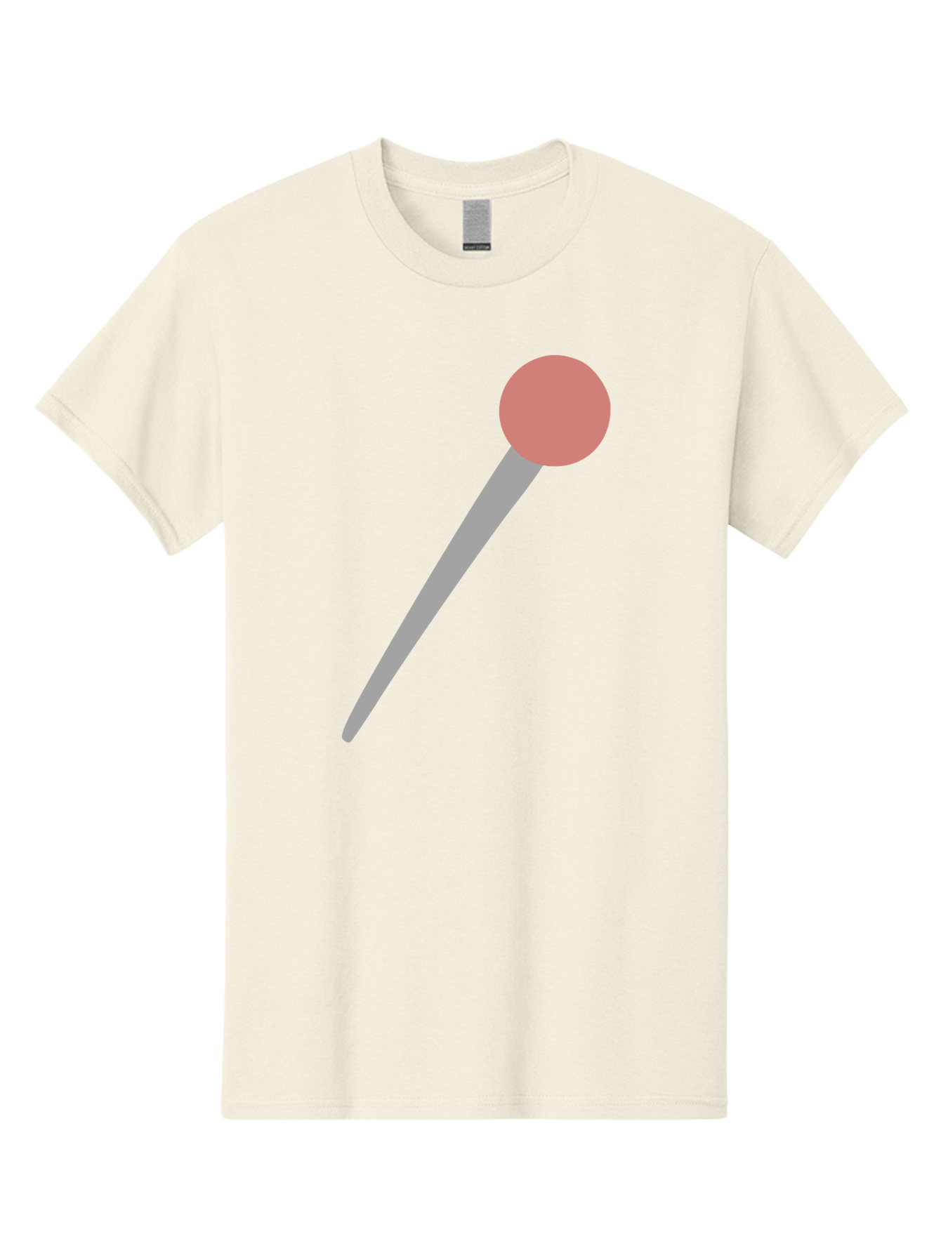 Pin Men'S Graphic Tee, 100% Cotton, Comfortable Casual Summer Wear, Machine Washable, Push Pin, Thumb Tack, Office Supplies, Red Circle, Grey Stick, Simple Design, Minimalistic Icon, Stationery Aac071 19