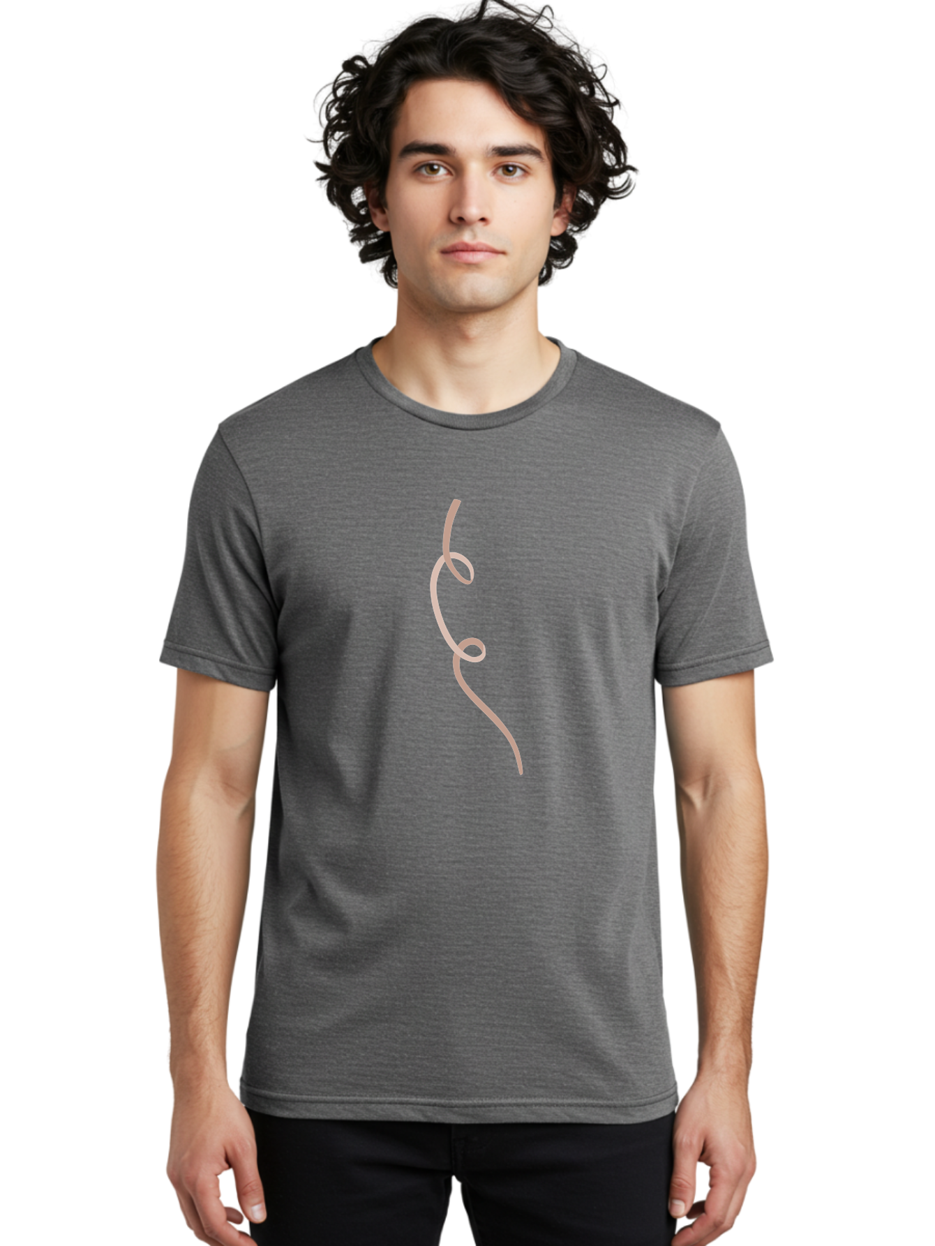 Pink-Curved-Line Men'S Graphic Tee, 100% Cotton, Comfortable Casual Summer Wear, Machine Washable, Pink Ribbon, Flowing Design, Elegant Curve, Whimsical Shape, Abstract Art, Minimalist Illustration, Soft Pink Hue, Decorative Element Aac073 8