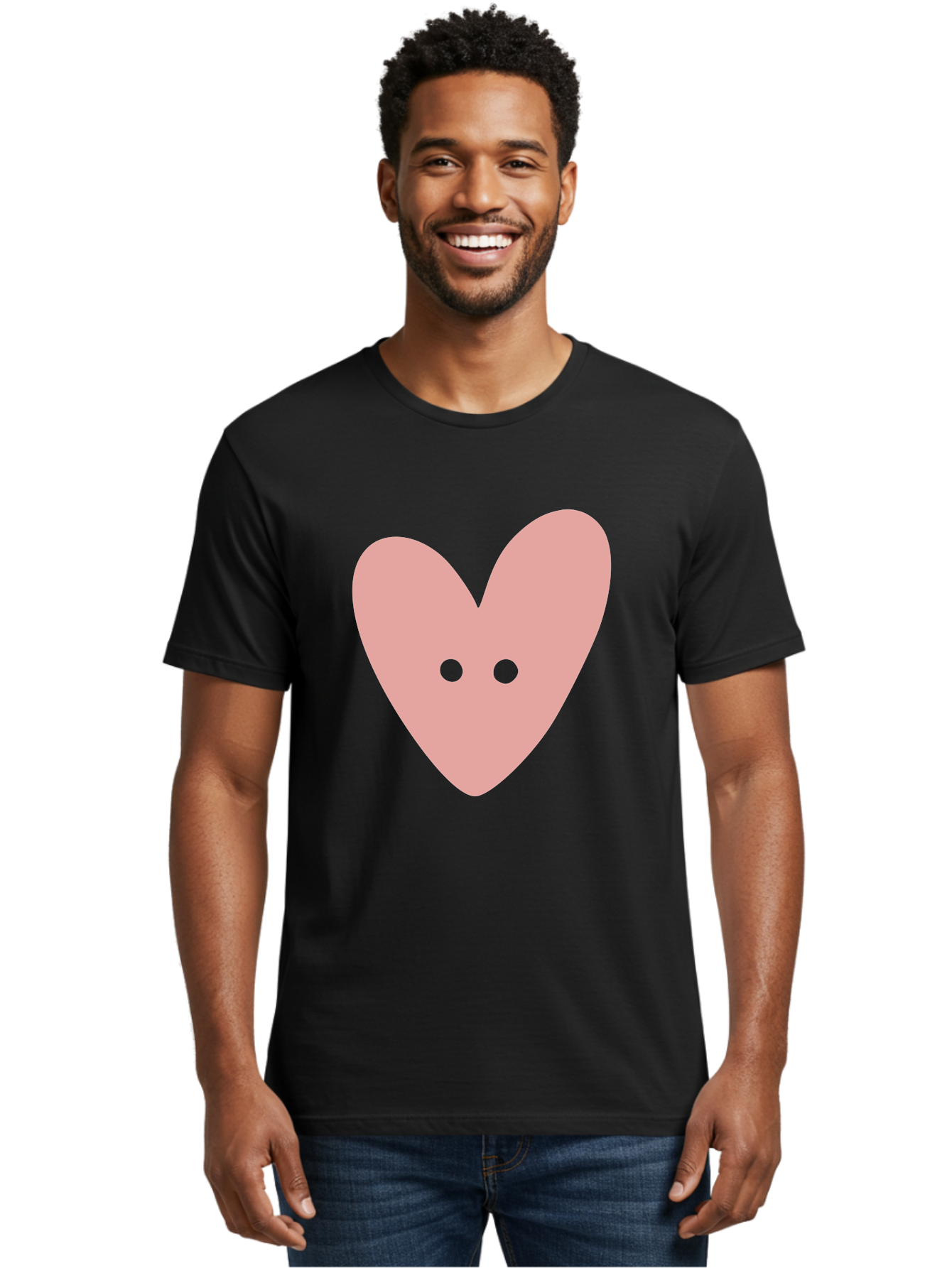 Pink-Heart-Button Men'S Graphic Tee, 100% Cotton, Comfortable Casual Summer Wear, Machine Washable, Heart Symbol, Pink Icon, Love Emblem, Cute Design, Simple Illustration, Minimalist Art Aac075 10