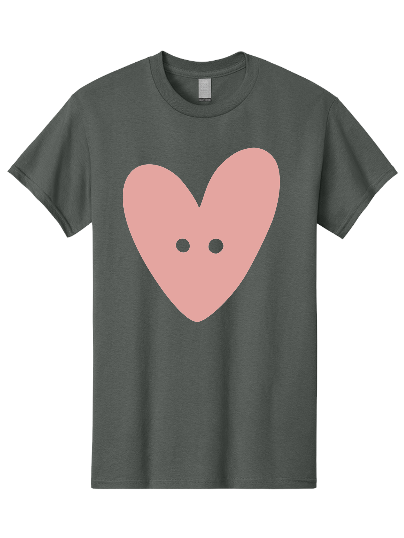 Pink-Heart-Button Men'S Graphic Tee, 100% Cotton, Comfortable Casual Summer Wear, Machine Washable, Heart Symbol, Pink Icon, Love Emblem, Cute Design, Simple Illustration, Minimalist Art Aac075 3