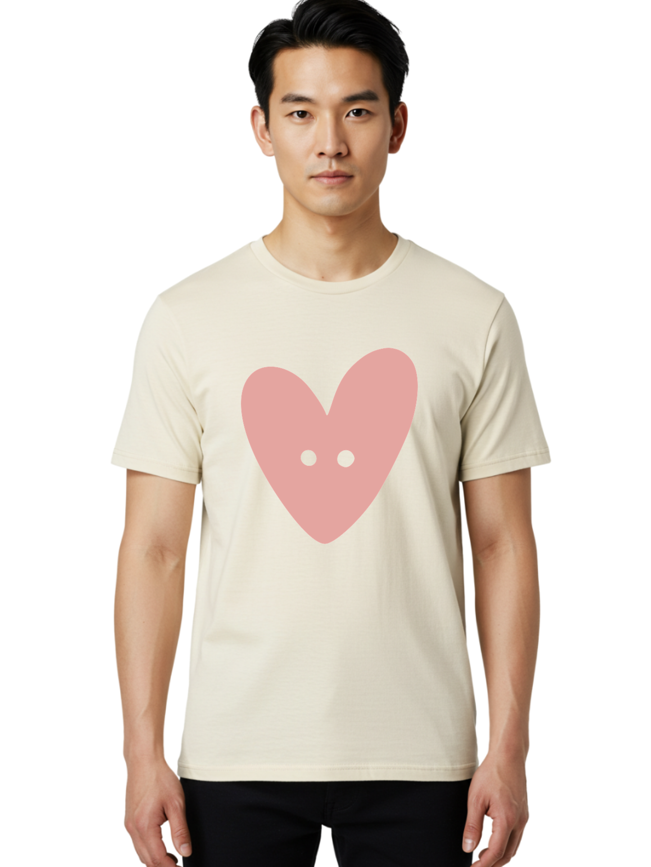 Pink-Heart-Button Men'S Graphic Tee, 100% Cotton, Comfortable Casual Summer Wear, Machine Washable, Heart Symbol, Pink Icon, Love Emblem, Cute Design, Simple Illustration, Minimalist Art Aac075 8