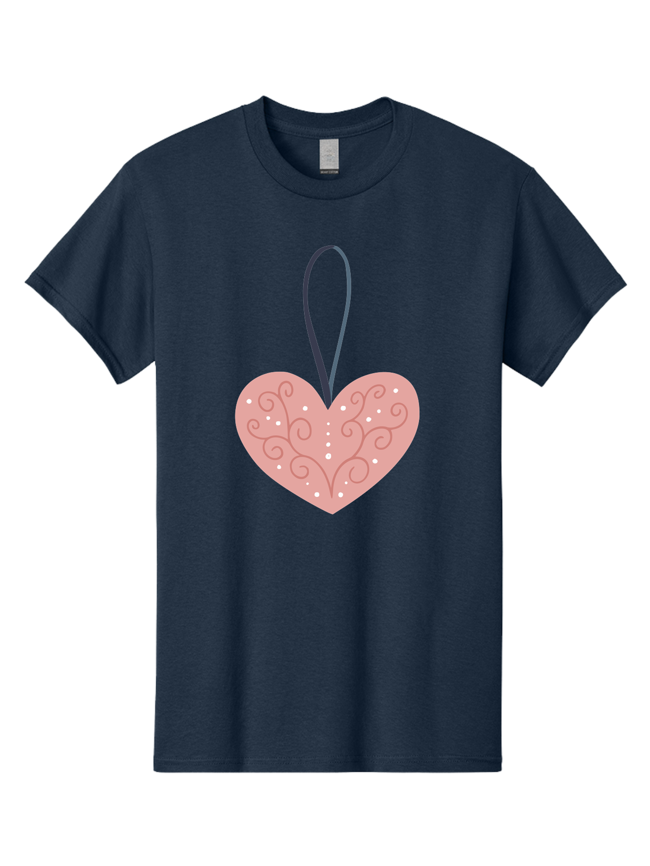 Pink-Heart-Ornament Men'S Graphic Tee, 100% Cotton, Comfortable Casual Summer Wear, Machine Washable, Pink Heart Ornament, Decorative Design, Swirling Patterns, White Dots, Hanging Decoration, Love Symbol, Valentines Day Gift, Festive Decor Aac077 13