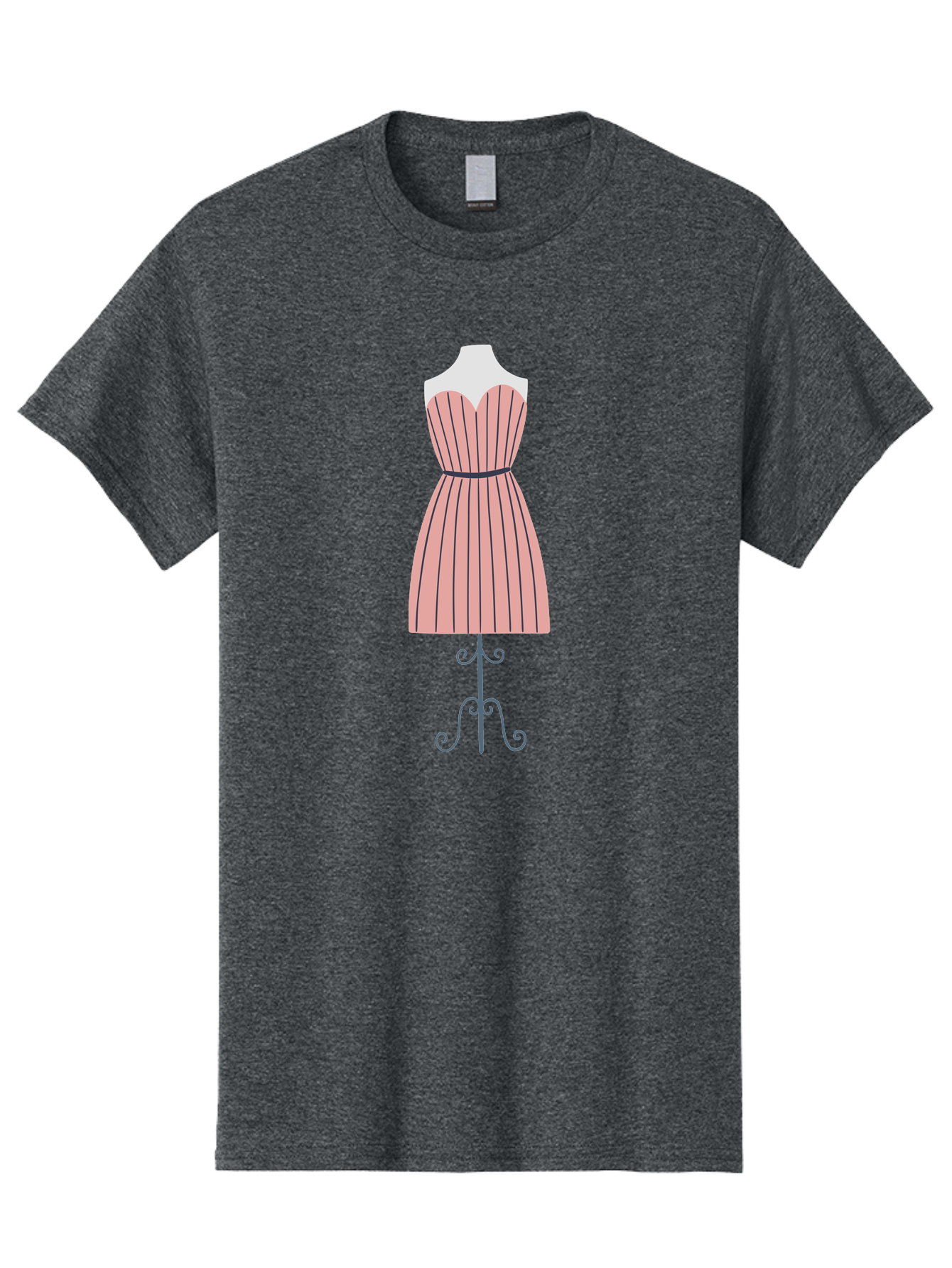 Pink-Striped-Dress Men'S Graphic Tee, 100% Cotton, Comfortable Casual Summer Wear, Machine Washable, Sweetheart Neckline Dress, Knee Length Dress, Striped Pattern, Vintage Style, Fashion Illustration, Womenswear, Designer Dress, Aac081 19