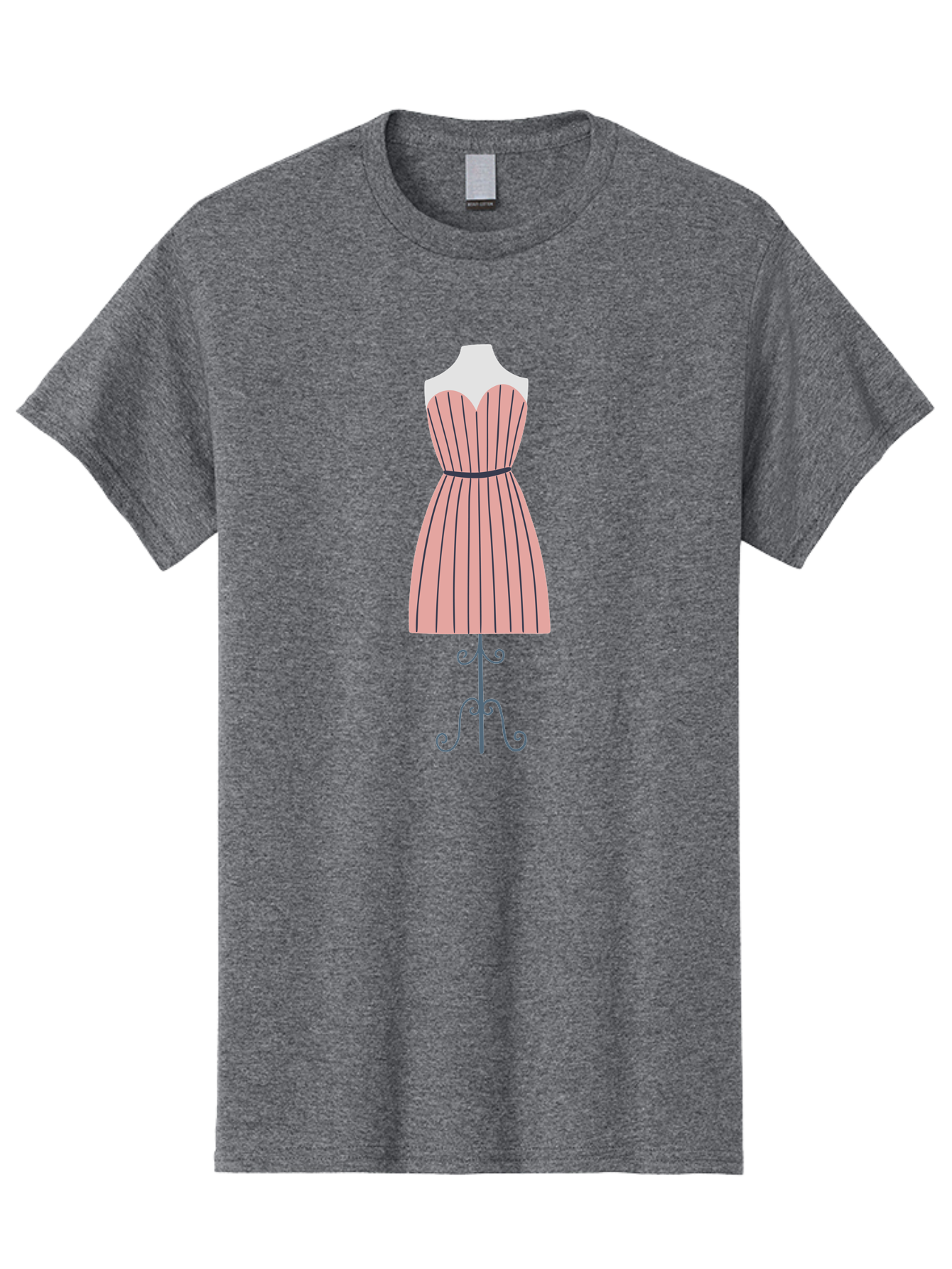 Pink-Striped-Dress Men'S Graphic Tee, 100% Cotton, Comfortable Casual Summer Wear, Machine Washable, Sweetheart Neckline Dress, Knee Length Dress, Striped Pattern, Vintage Style, Fashion Illustration, Womenswear, Designer Dress, Aac081 11