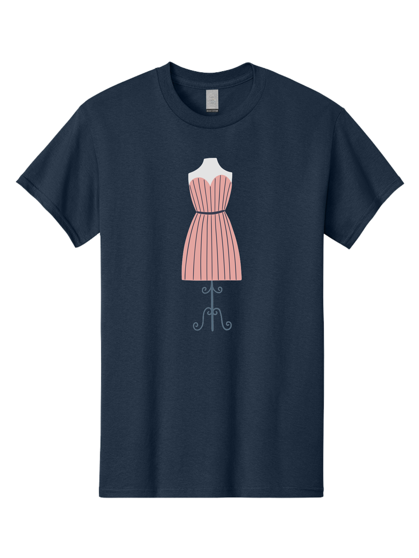 Pink-Striped-Dress Men'S Graphic Tee, 100% Cotton, Comfortable Casual Summer Wear, Machine Washable, Sweetheart Neckline Dress, Knee Length Dress, Striped Pattern, Vintage Style, Fashion Illustration, Womenswear, Designer Dress, Aac081 29