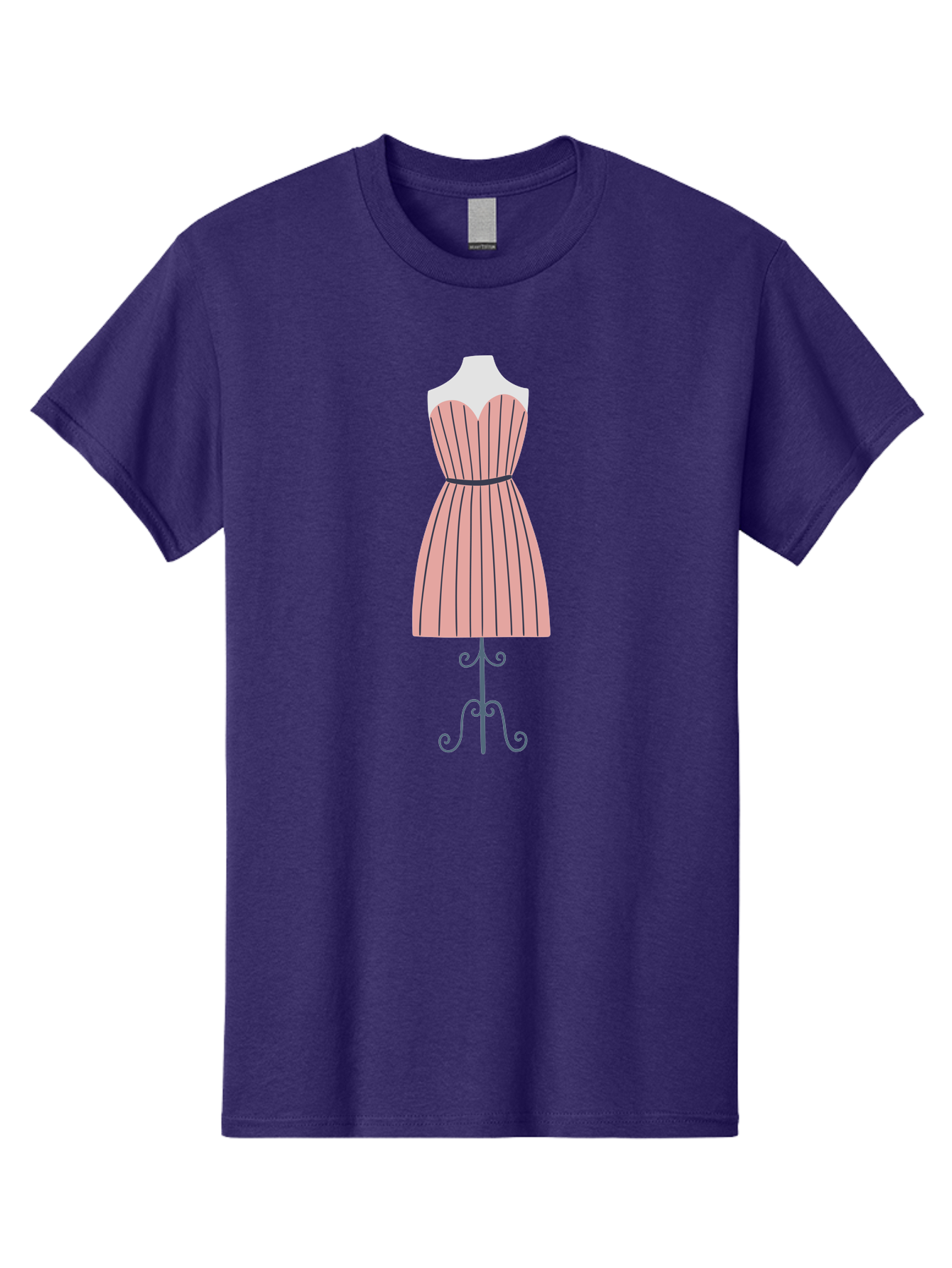 Pink-Striped-Dress Men'S Graphic Tee, 100% Cotton, Comfortable Casual Summer Wear, Machine Washable, Sweetheart Neckline Dress, Knee Length Dress, Striped Pattern, Vintage Style, Fashion Illustration, Womenswear, Designer Dress, Aac081 23