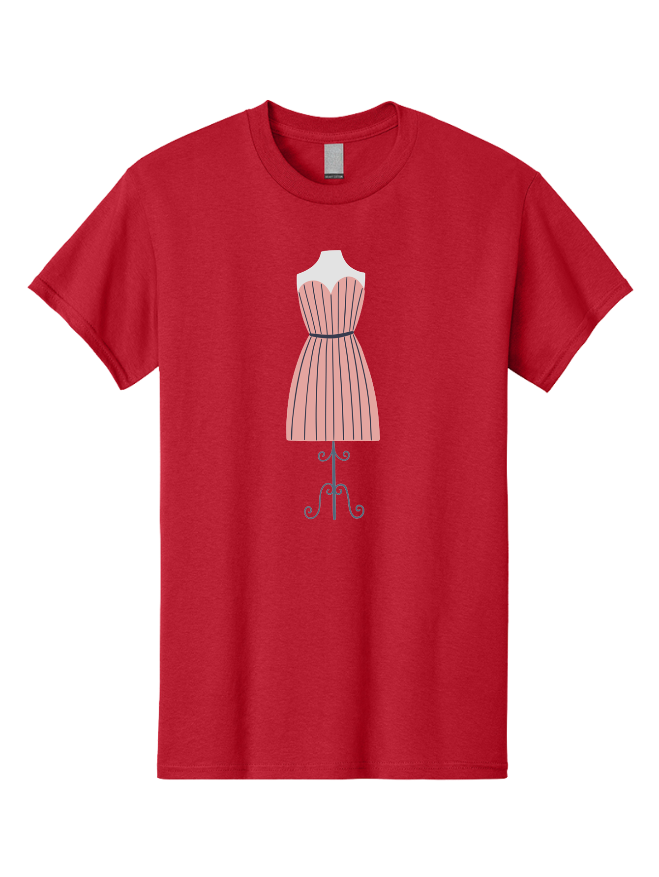 Pink-Striped-Dress Men'S Graphic Tee, 100% Cotton, Comfortable Casual Summer Wear, Machine Washable, Sweetheart Neckline Dress, Knee Length Dress, Striped Pattern, Vintage Style, Fashion Illustration, Womenswear, Designer Dress, Aac081 9