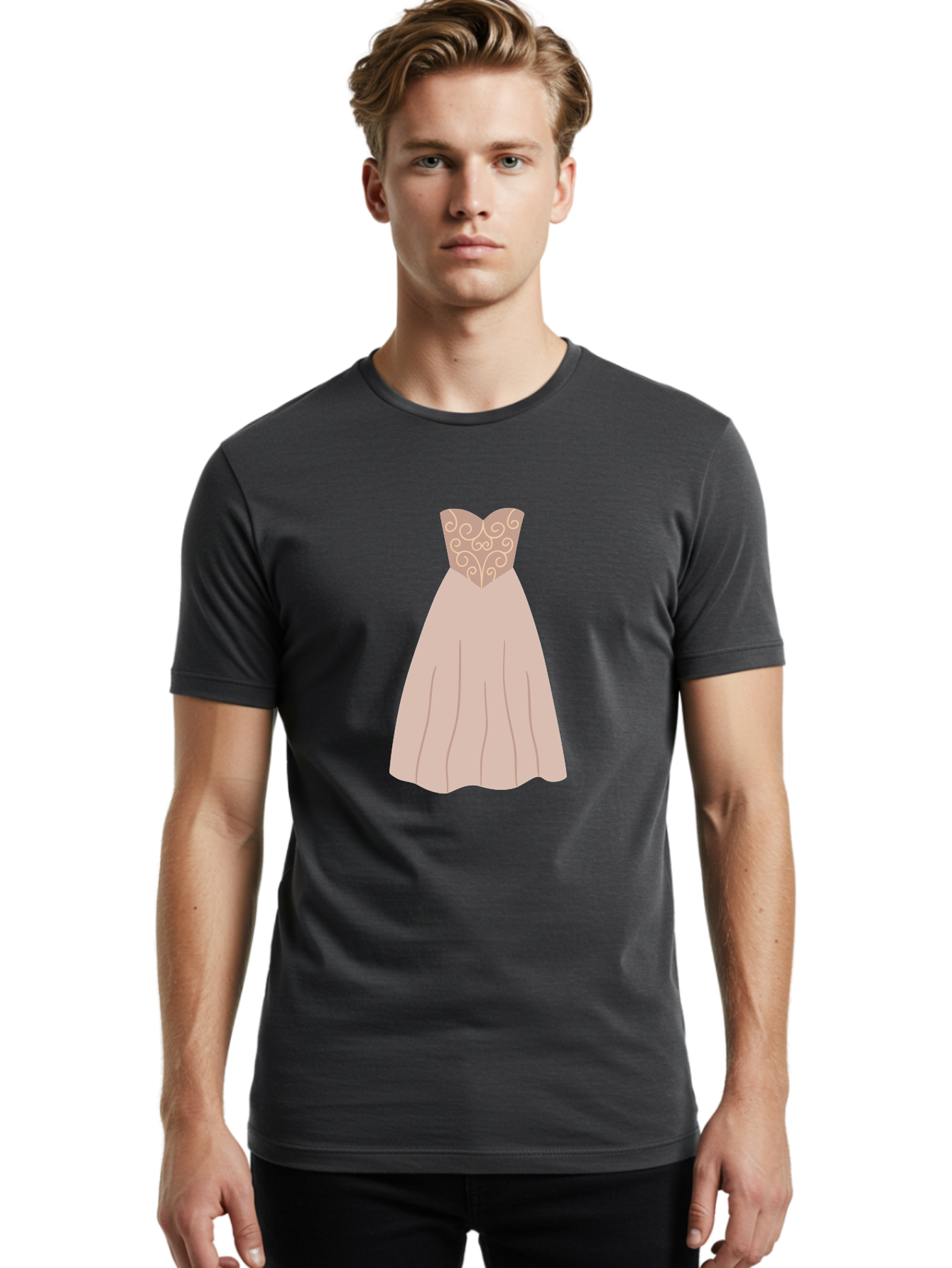 Prom-Dress Men'S Graphic Tee, 100% Cotton, Comfortable Casual Summer Wear, Machine Washable, Formal Evening Gown, Sweetheart Neckline, Strapless Dress, Flowing Skirt, Elegant Design, Beige Color, Vintage Style, Wedding Dress, Luxury Fashion, Aac087 10