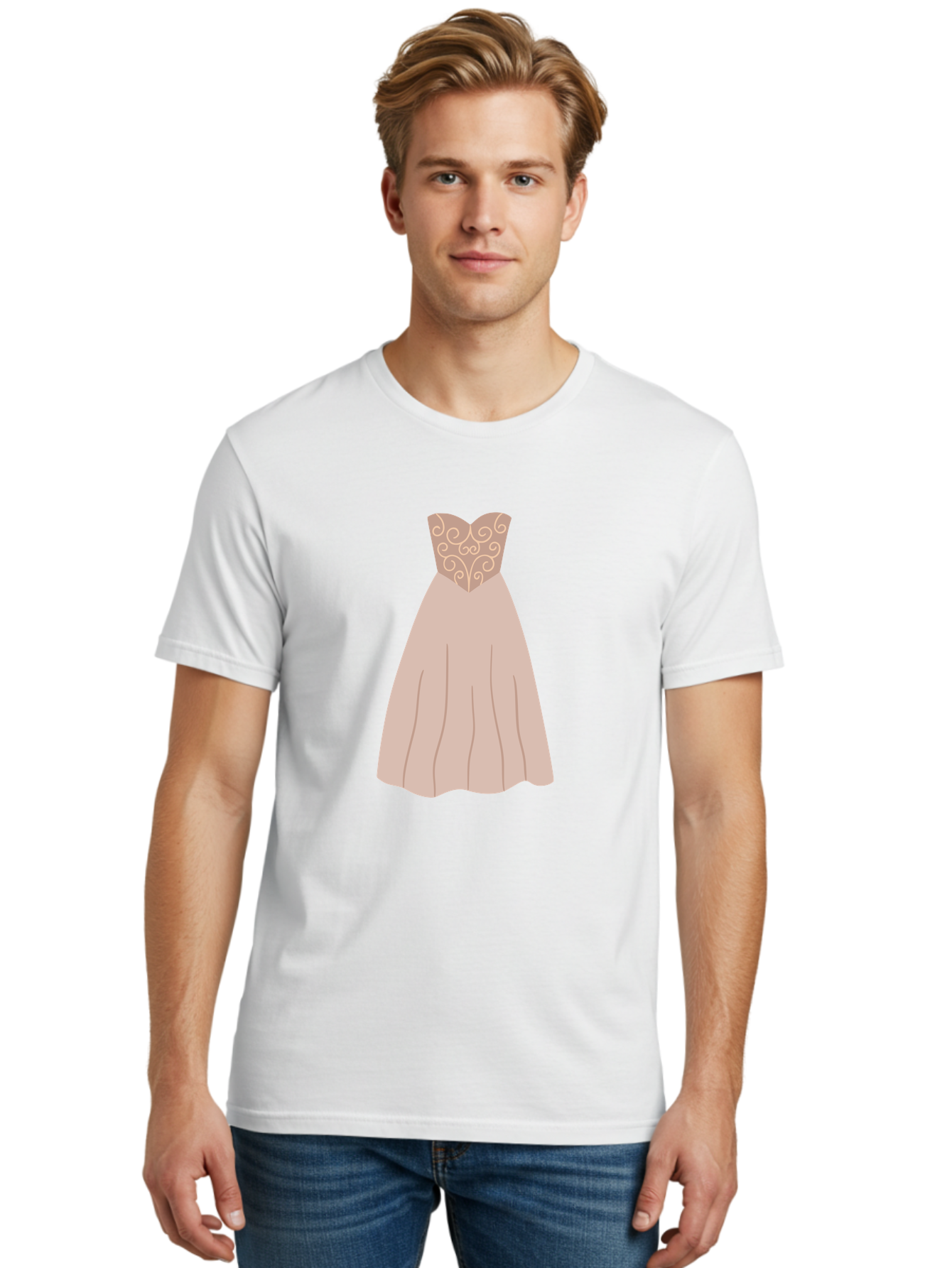 Prom-Dress Men'S Graphic Tee, 100% Cotton, Comfortable Casual Summer Wear, Machine Washable, Formal Evening Gown, Sweetheart Neckline, Strapless Dress, Flowing Skirt, Elegant Design, Beige Color, Vintage Style, Wedding Dress, Luxury Fashion, Aac087 8