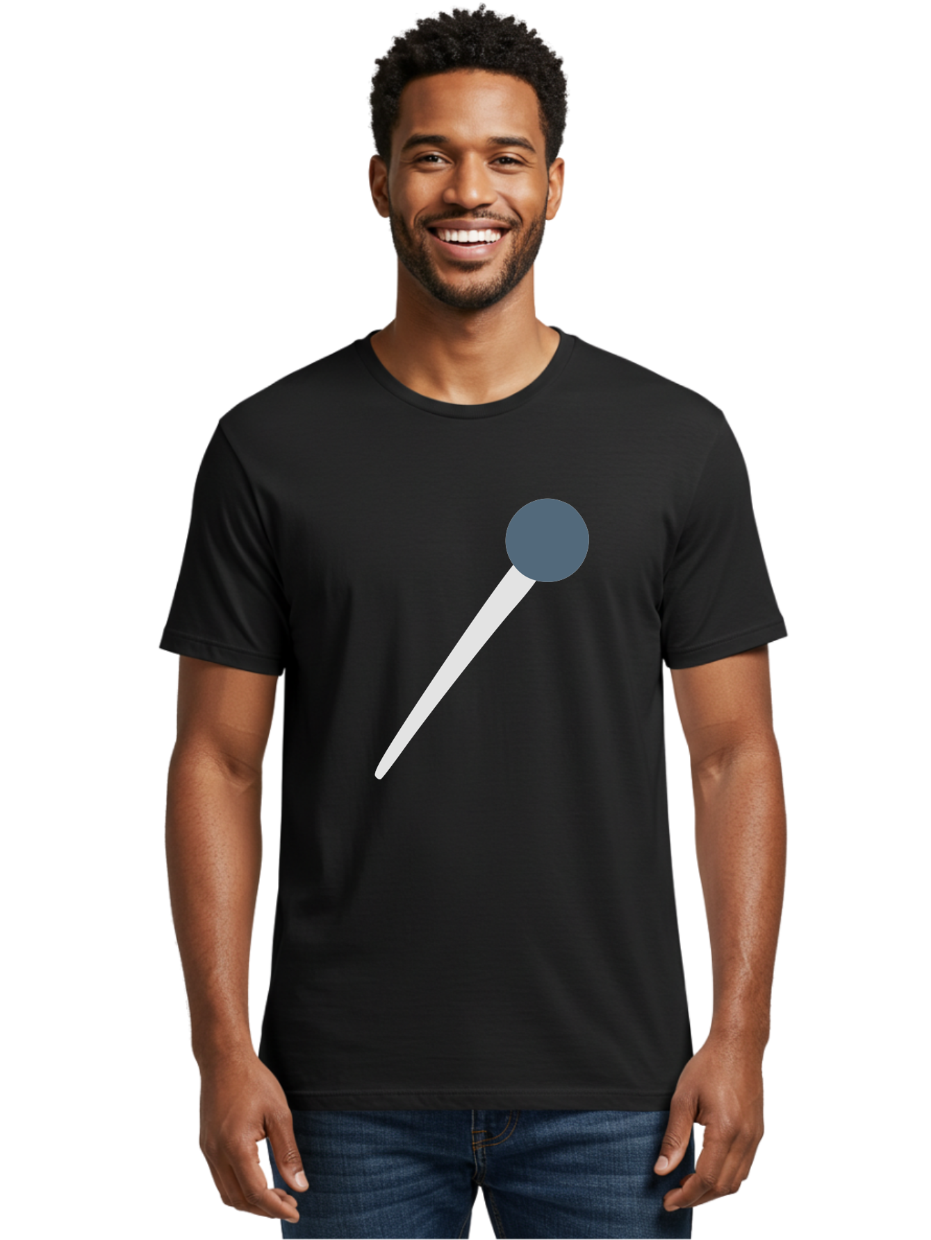 Push-Pin Men'S Graphic Tee, 100% Cotton, Comfortable Casual Summer Wear, Machine Washable, Push Pin, Office Supply, Gray Head, White Shaft, Graphic Icon, Minimalist Design, Simple Illustration Aac090 30