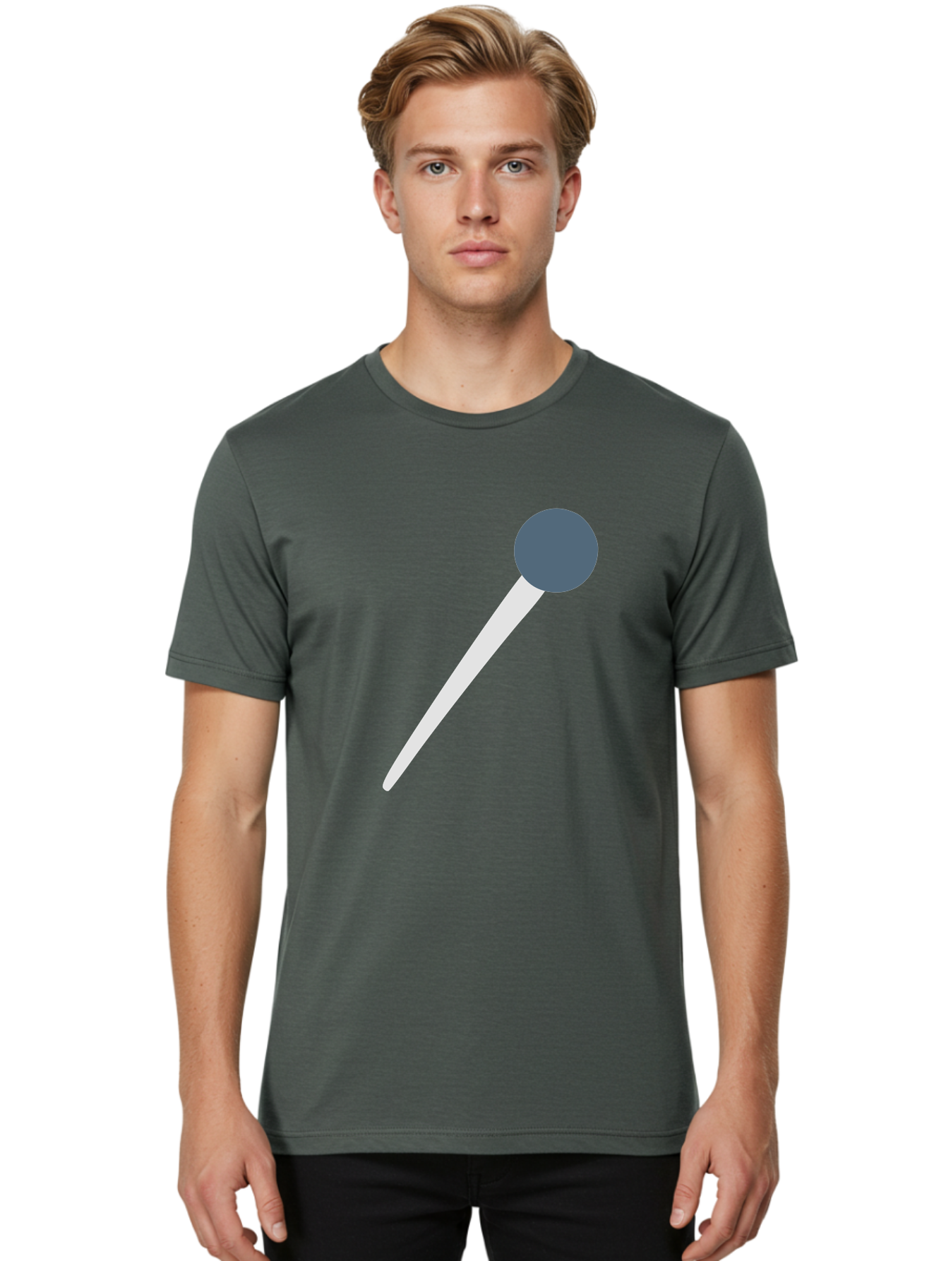 Push-Pin Men'S Graphic Tee, 100% Cotton, Comfortable Casual Summer Wear, Machine Washable, Push Pin, Office Supply, Gray Head, White Shaft, Graphic Icon, Minimalist Design, Simple Illustration Aac090 26