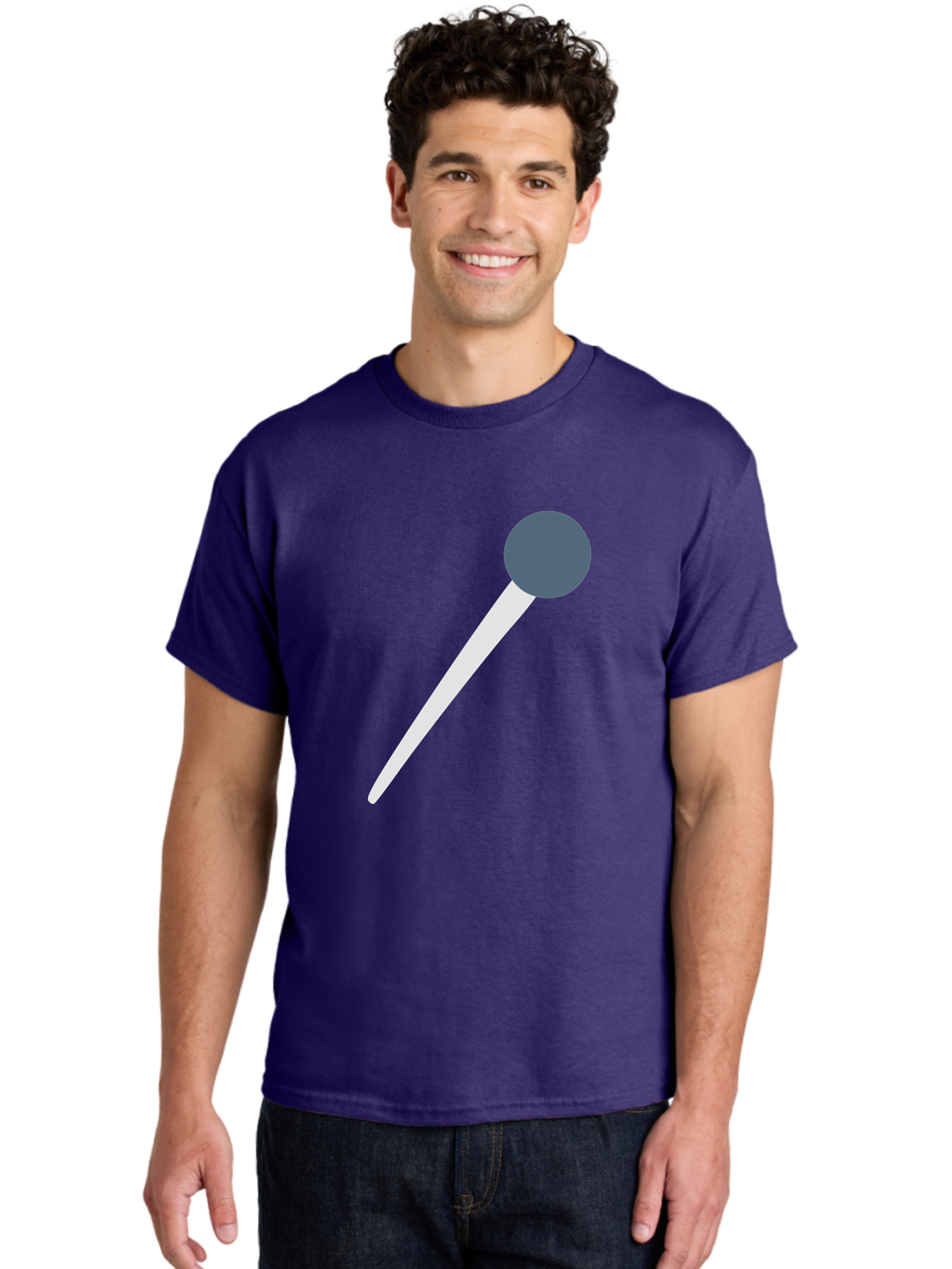 Push-Pin Men'S Graphic Tee, 100% Cotton, Comfortable Casual Summer Wear, Machine Washable, Push Pin, Office Supply, Gray Head, White Shaft, Graphic Icon, Minimalist Design, Simple Illustration Aac090 24