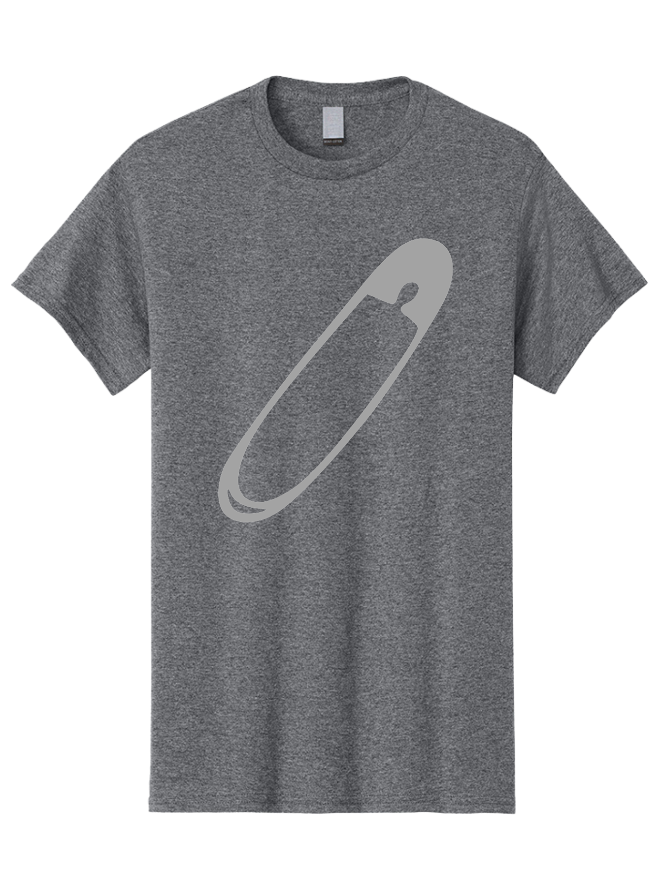 Safety-Pin-1 Men'S Graphic Tee, 100% Cotton, Comfortable Casual Summer Wear, Machine Washable, Safety Pin, Gray Metal, Simple Design, Minimalist Style, Utility Icon, Fashion Accessory, Office Supply Aac094 1