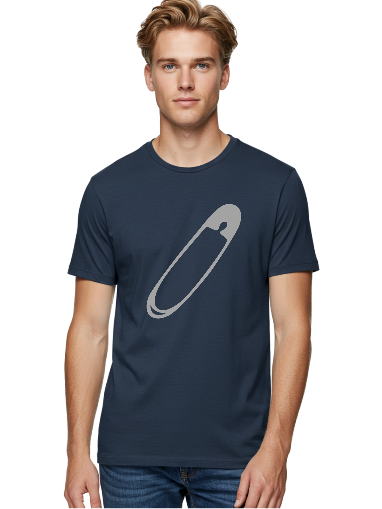 Safety-Pin-1 Men'S Graphic Tee, 100% Cotton, Comfortable Casual Summer Wear, Machine Washable, Safety Pin, Gray Metal, Simple Design, Minimalist Style, Utility Icon, Fashion Accessory, Office Supply Aac094 20