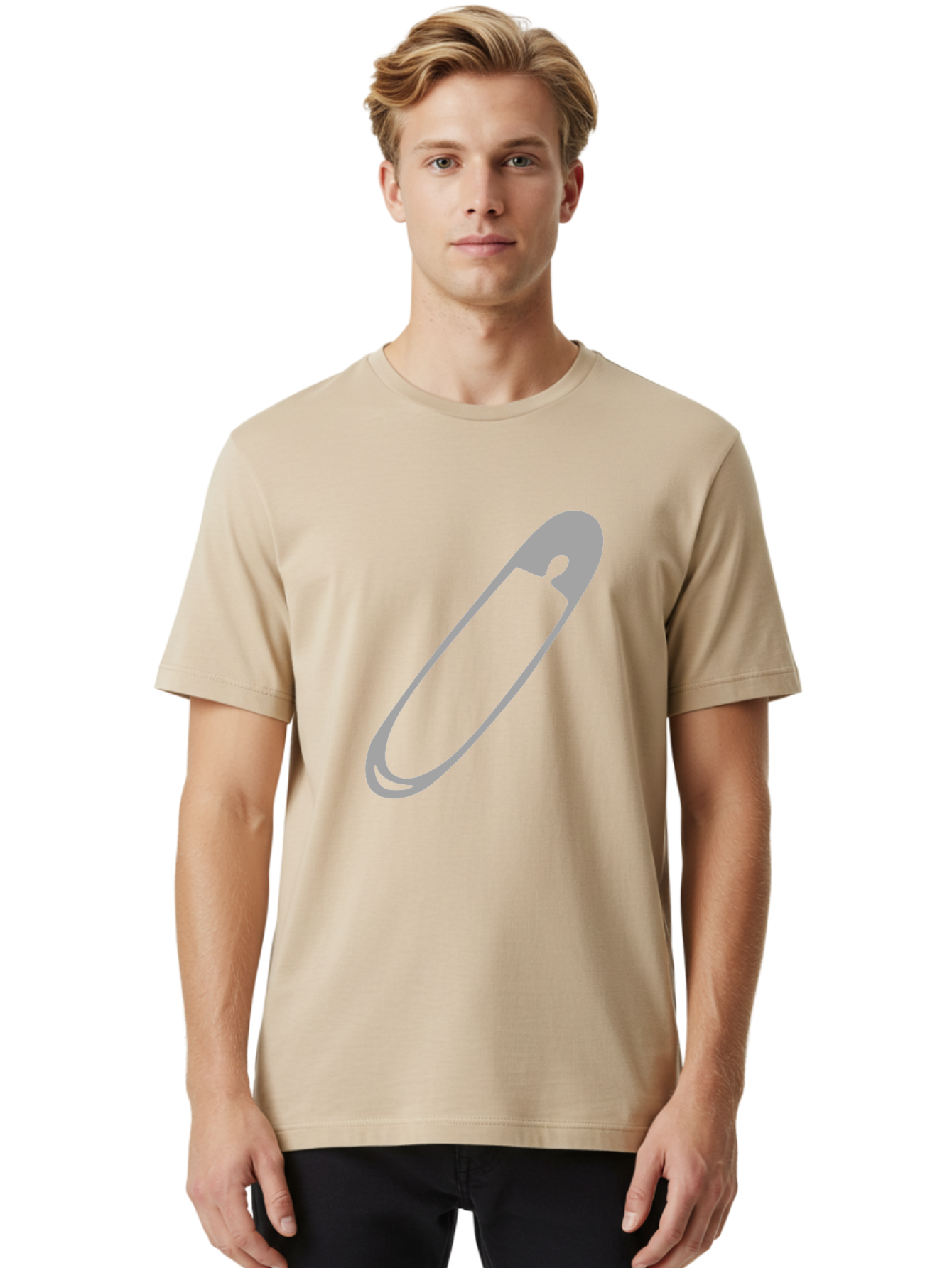 Safety-Pin-1 Men'S Graphic Tee, 100% Cotton, Comfortable Casual Summer Wear, Machine Washable, Safety Pin, Gray Metal, Simple Design, Minimalist Style, Utility Icon, Fashion Accessory, Office Supply Aac094 30