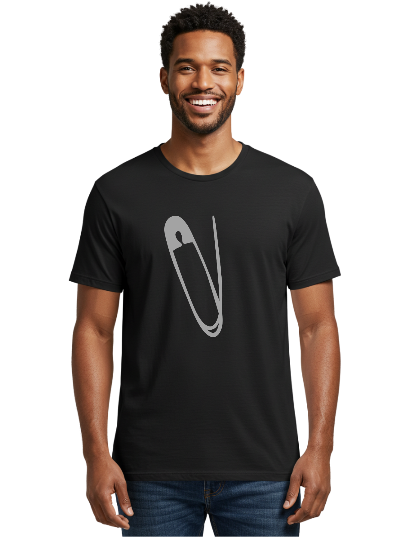 Safety-Pin Men'S Graphic Tee, 100% Cotton, Comfortable Casual Summer Wear, Machine Washable, Safety Pin, Gray Safety Pin, Pin Icon, Gray Icon, Simple Design, Minimalist Graphic, Safety Pin Illustration Aac095 26