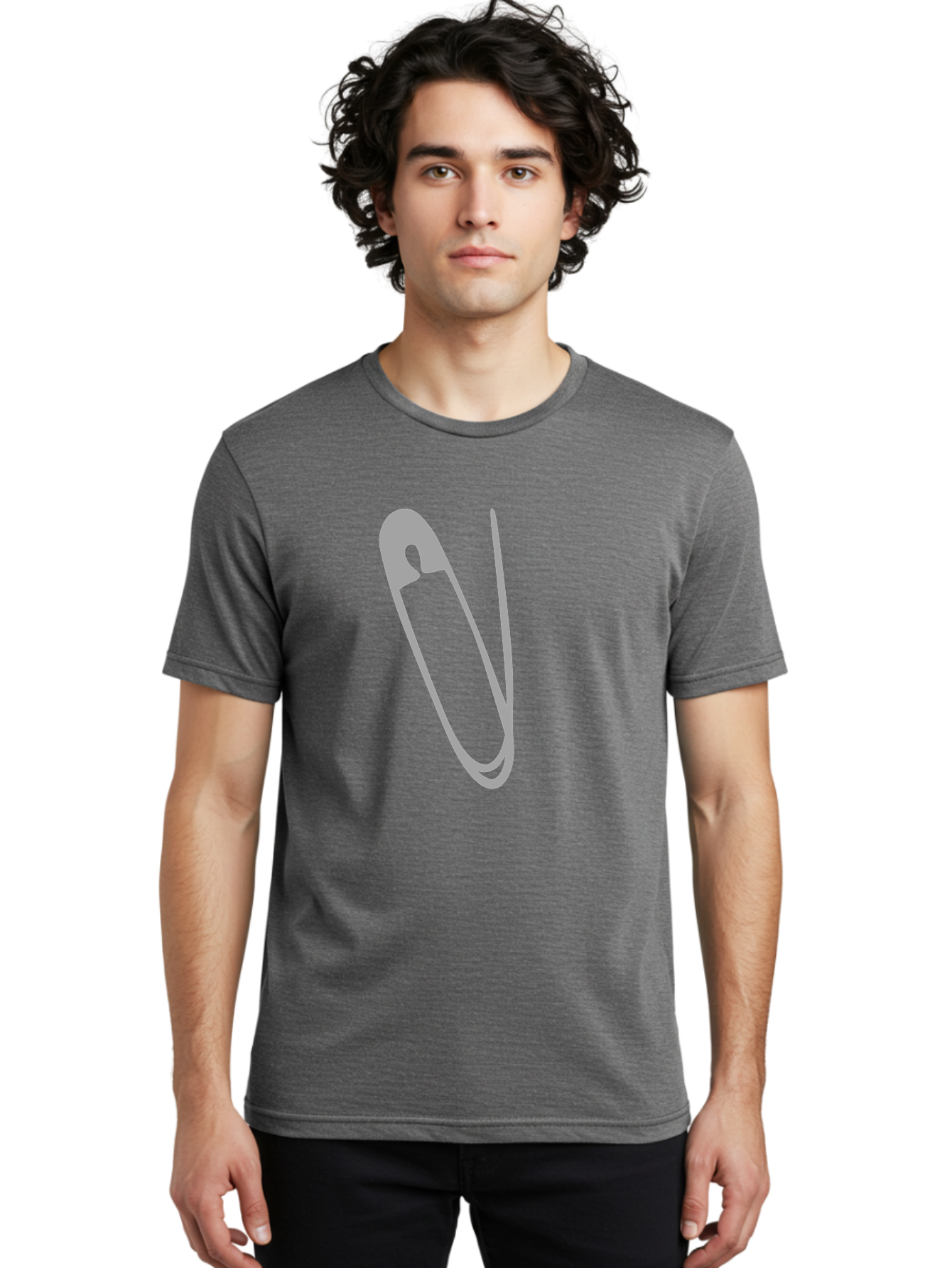 Safety-Pin Men'S Graphic Tee, 100% Cotton, Comfortable Casual Summer Wear, Machine Washable, Safety Pin, Gray Safety Pin, Pin Icon, Gray Icon, Simple Design, Minimalist Graphic, Safety Pin Illustration Aac095 14