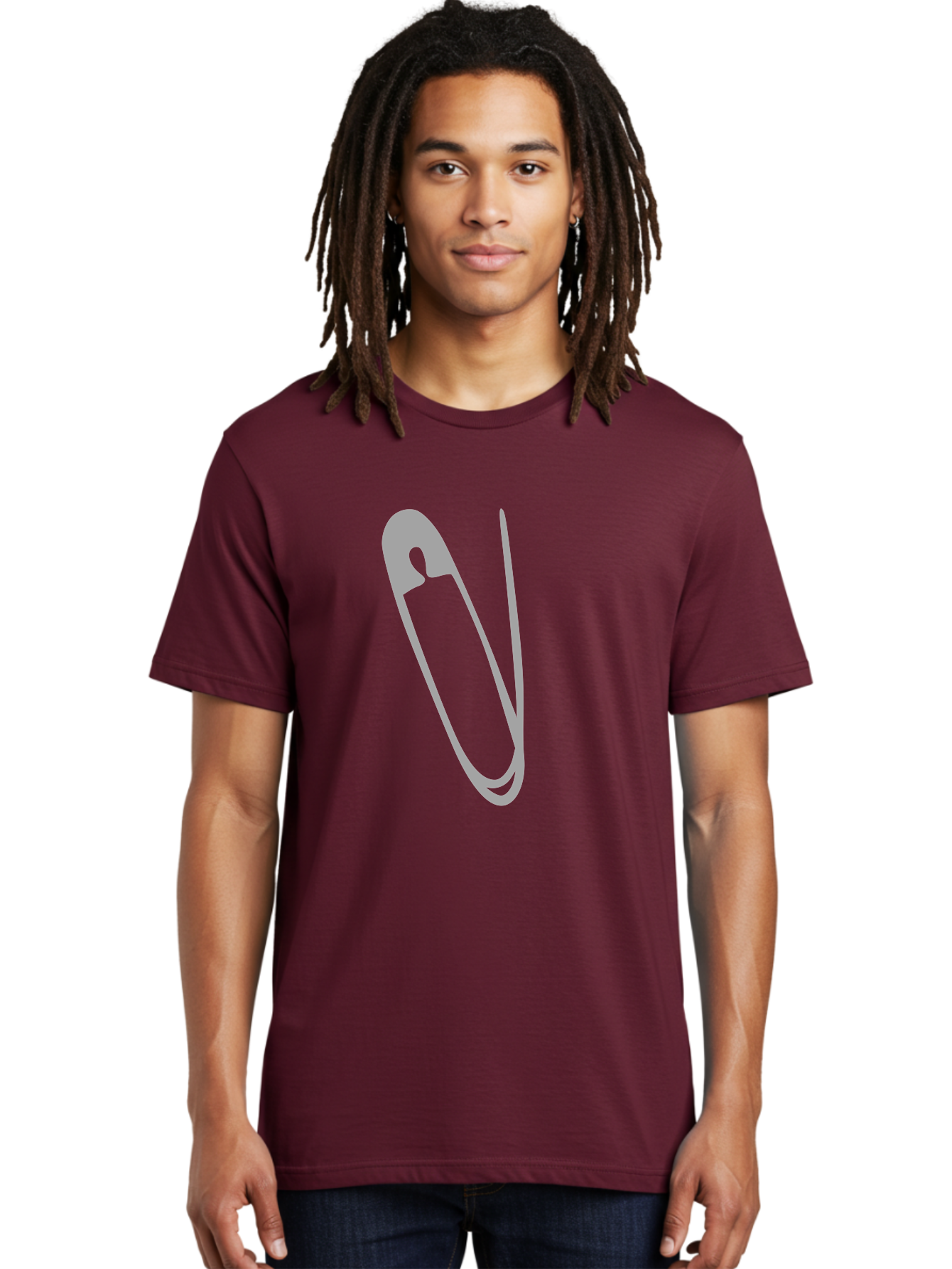 Safety-Pin Men'S Graphic Tee, 100% Cotton, Comfortable Casual Summer Wear, Machine Washable, Safety Pin, Gray Safety Pin, Pin Icon, Gray Icon, Simple Design, Minimalist Graphic, Safety Pin Illustration Aac095 12