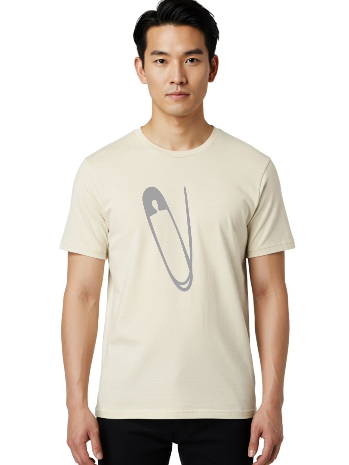 Safety-Pin Men'S Graphic Tee, 100% Cotton, Comfortable Casual Summer Wear, Machine Washable, Safety Pin, Gray Safety Pin, Pin Icon, Gray Icon, Simple Design, Minimalist Graphic, Safety Pin Illustration Aac095 20