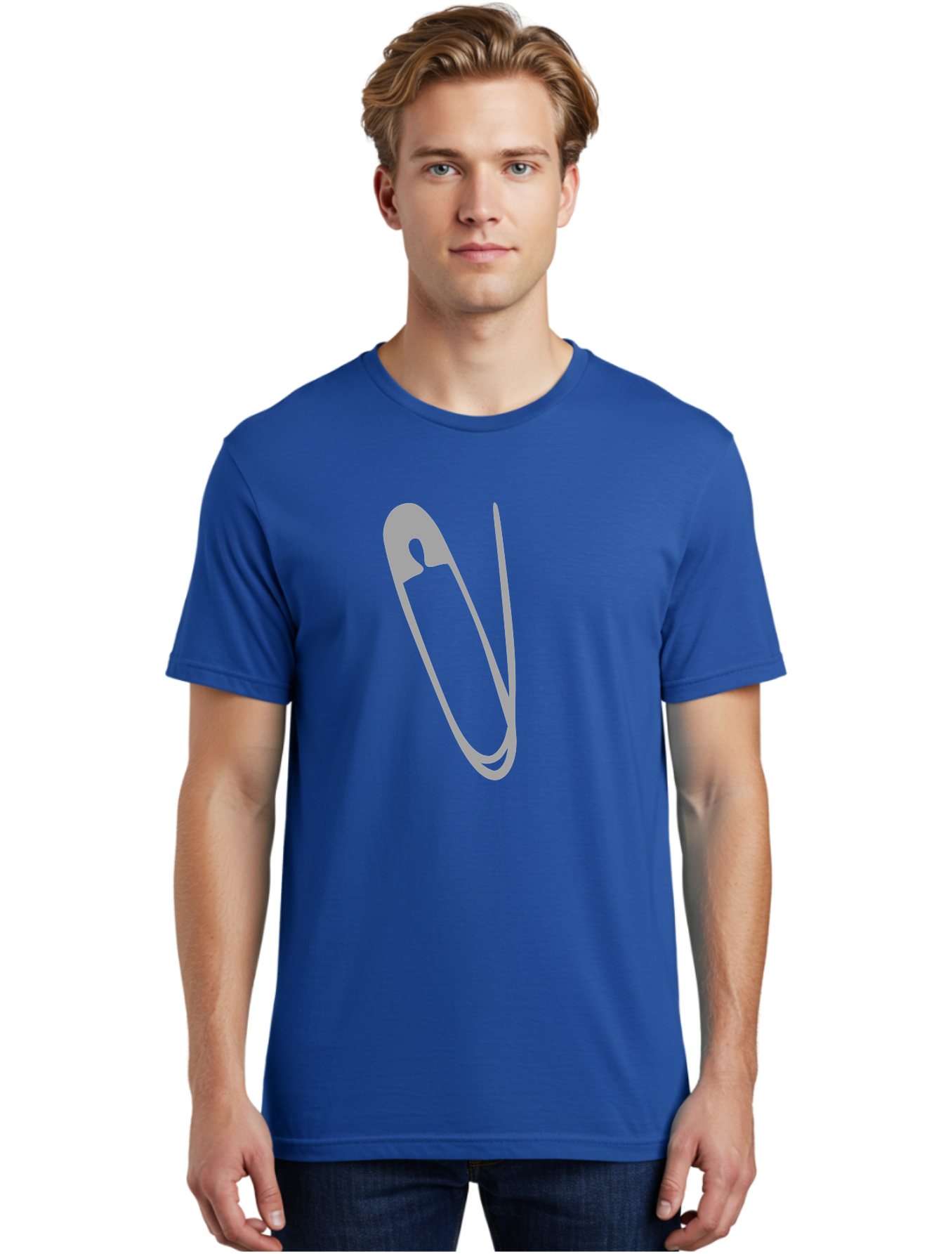 Safety-Pin Men'S Graphic Tee, 100% Cotton, Comfortable Casual Summer Wear, Machine Washable, Safety Pin, Gray Safety Pin, Pin Icon, Gray Icon, Simple Design, Minimalist Graphic, Safety Pin Illustration Aac095 4