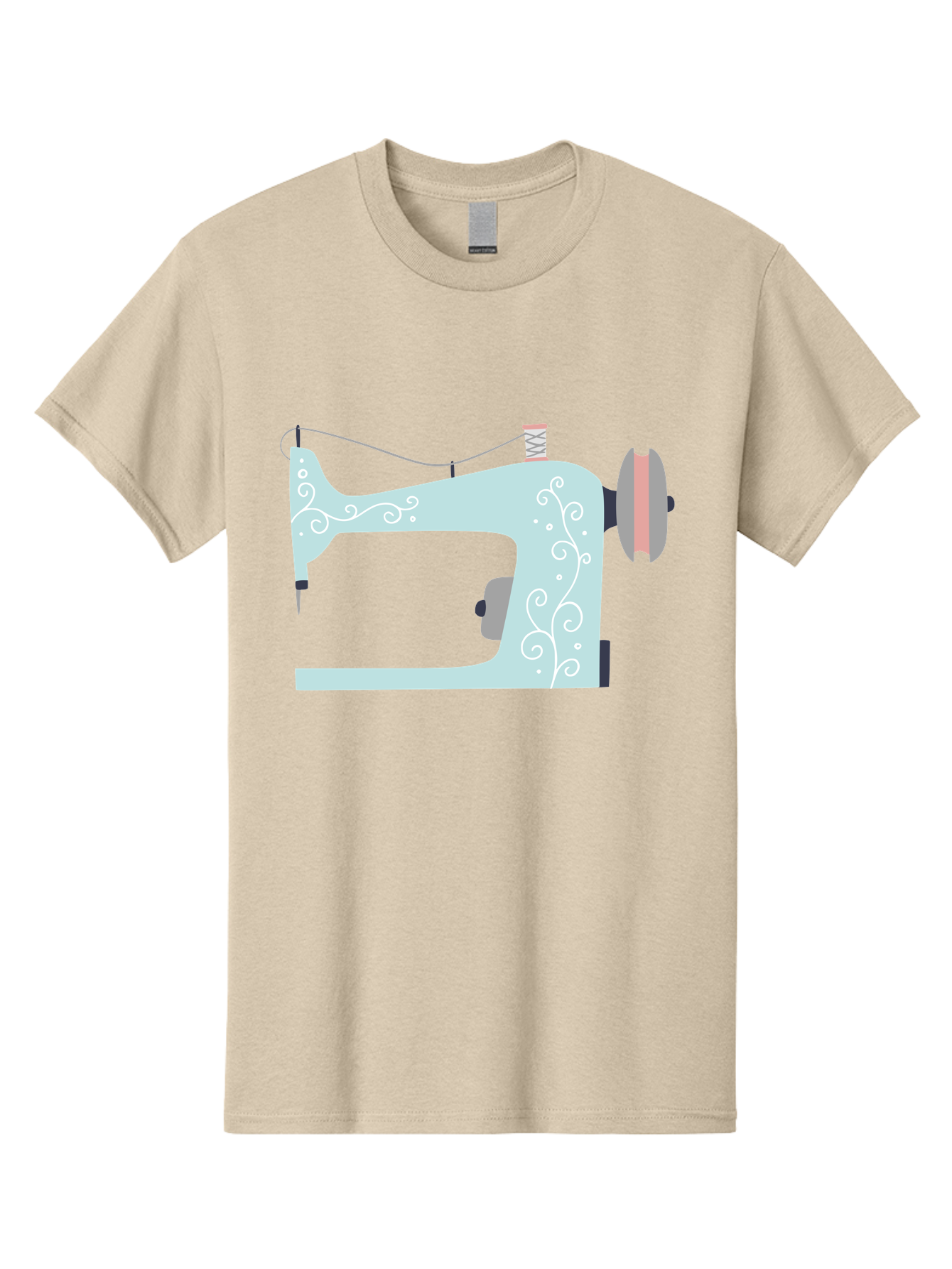 Sewing-Machine-2 Men'S Graphic Tee, 100% Cotton, Comfortable Casual Summer Wear, Machine Washable, Sewing Machine, Vintage Style, Floral Patterns, Pastel Colors, Sewing Equipment, Tailoring, Fashion Design, Textile Art, Embroidery Aac101 27