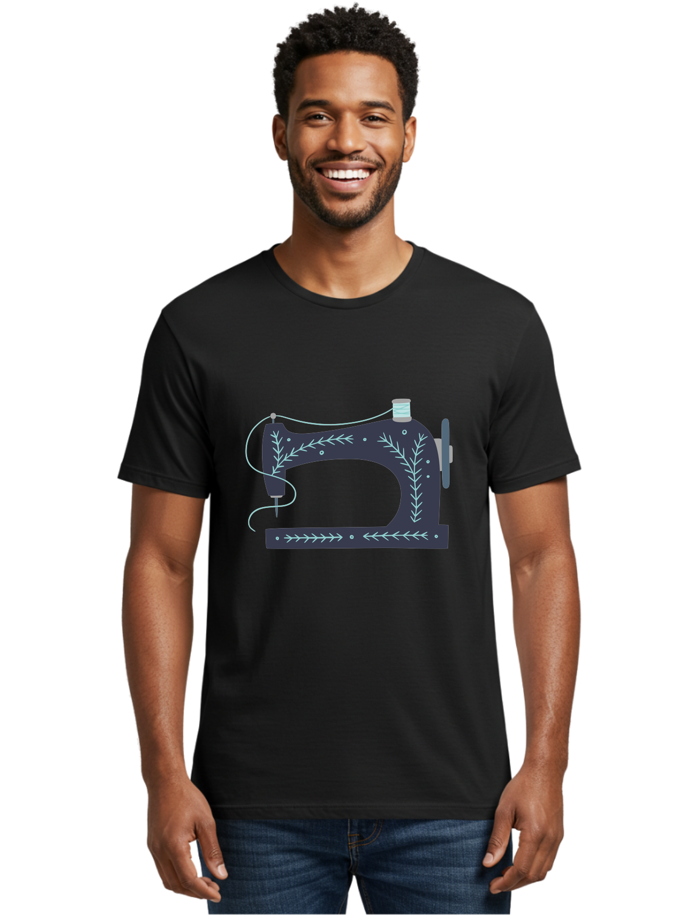 Sewing-Machine-3 Men'S Graphic Tee, 100% Cotton, Comfortable Casual Summer Wear, Machine Washable, Vintage Sewing Machine, Floral Designs, Sewing Decor, Needle And Thread, Textile Art, Creative Inspiration, Diy Fashion, Handmade Crafts Aac102 18
