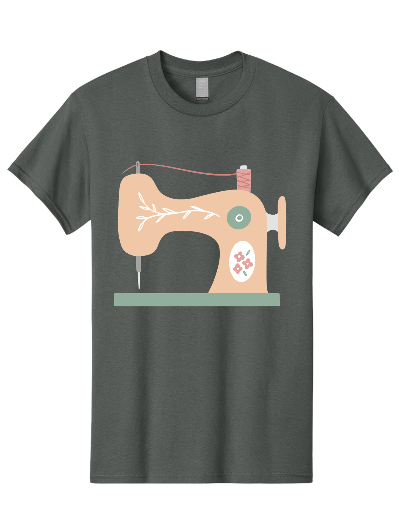 Sewing-Machine-5 Men'S Graphic Tee, 100% Cotton, Comfortable Casual Summer Wear, Machine Washable, Vintage Sewing Machine, Floral Patterns, Embroidery Designs, Needle And Thread, Pastel Colors, Creative Crafting, Diy Sewing, Textile Art, Aac104 25