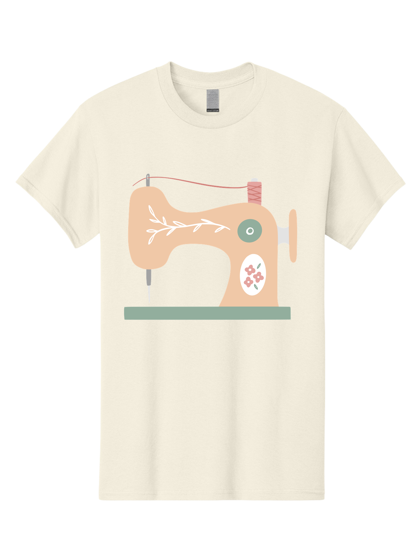 Sewing-Machine-5 Men'S Graphic Tee, 100% Cotton, Comfortable Casual Summer Wear, Machine Washable, Vintage Sewing Machine, Floral Patterns, Embroidery Designs, Needle And Thread, Pastel Colors, Creative Crafting, Diy Sewing, Textile Art, Aac104 17