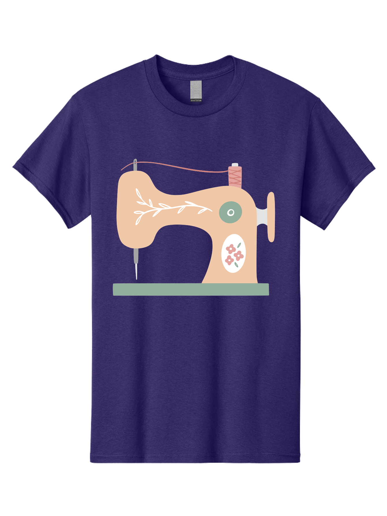 Sewing-Machine-5 Men'S Graphic Tee, 100% Cotton, Comfortable Casual Summer Wear, Machine Washable, Vintage Sewing Machine, Floral Patterns, Embroidery Designs, Needle And Thread, Pastel Colors, Creative Crafting, Diy Sewing, Textile Art, Aac104 7