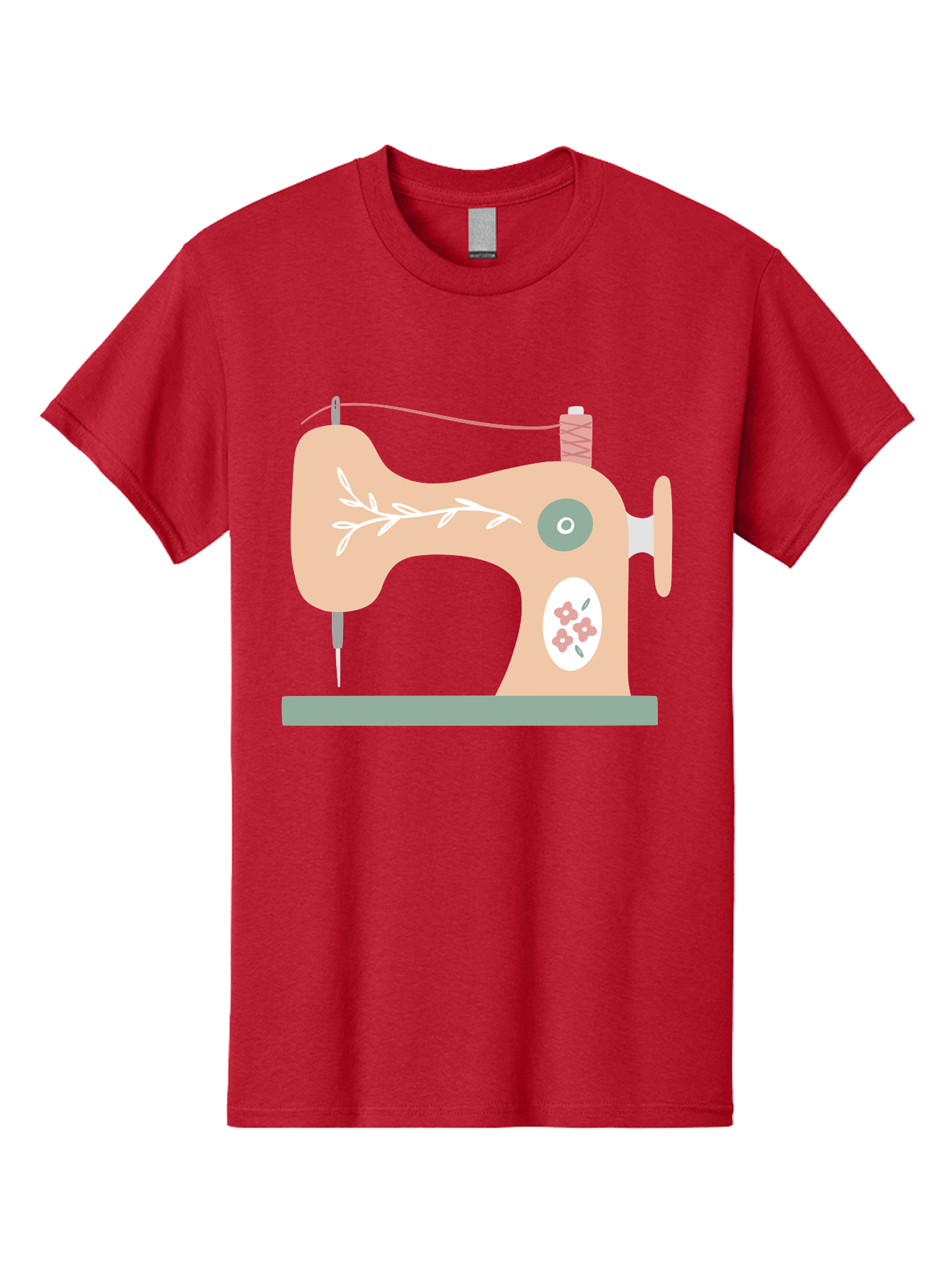 Sewing-Machine-5 Men'S Graphic Tee, 100% Cotton, Comfortable Casual Summer Wear, Machine Washable, Vintage Sewing Machine, Floral Patterns, Embroidery Designs, Needle And Thread, Pastel Colors, Creative Crafting, Diy Sewing, Textile Art, Aac104 1
