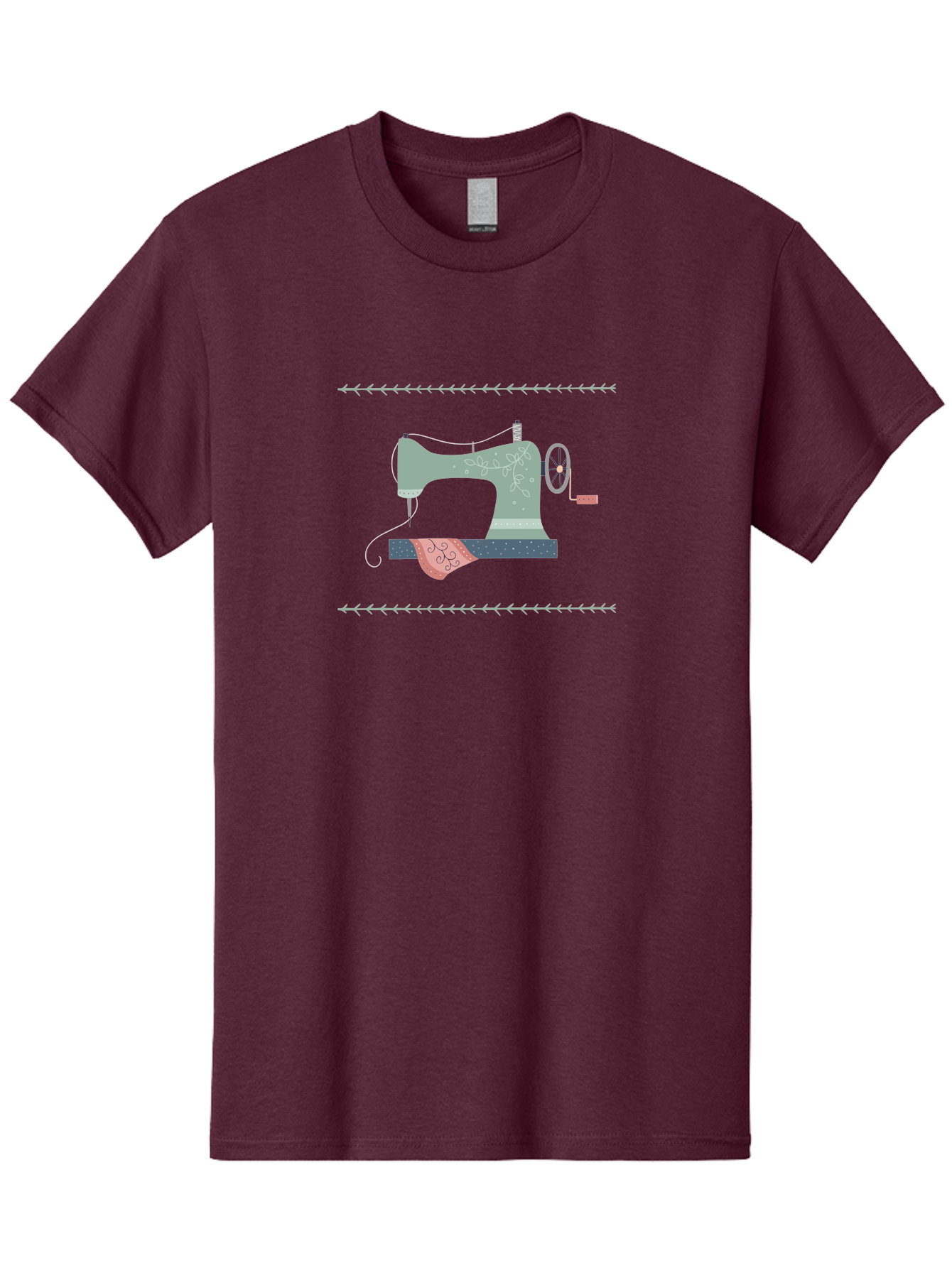 Sewing-Machine Men'S Graphic Tee, 100% Cotton, Comfortable Casual Summer Wear, Machine Washable, Vintage Sewing Machine, Floral Patterns, Red Fabric, White Designs, Antique Style, Sewing Accessories, Decorative Elements, Nostalgic Charm, Aac106 5