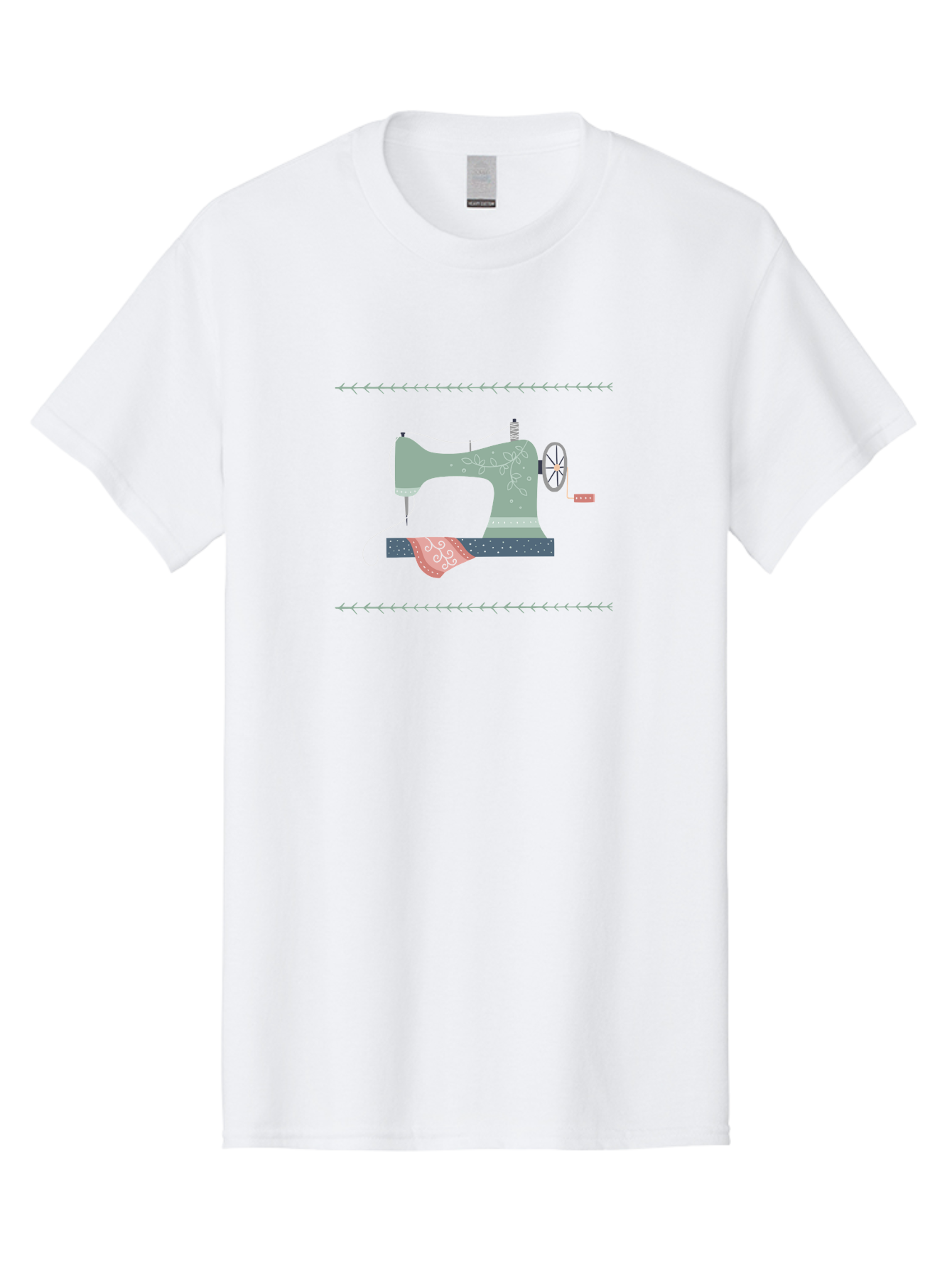 Sewing-Machine Men'S Graphic Tee, 100% Cotton, Comfortable Casual Summer Wear, Machine Washable, Vintage Sewing Machine, Floral Patterns, Red Fabric, White Designs, Antique Style, Sewing Accessories, Decorative Elements, Nostalgic Charm, Aac106 9