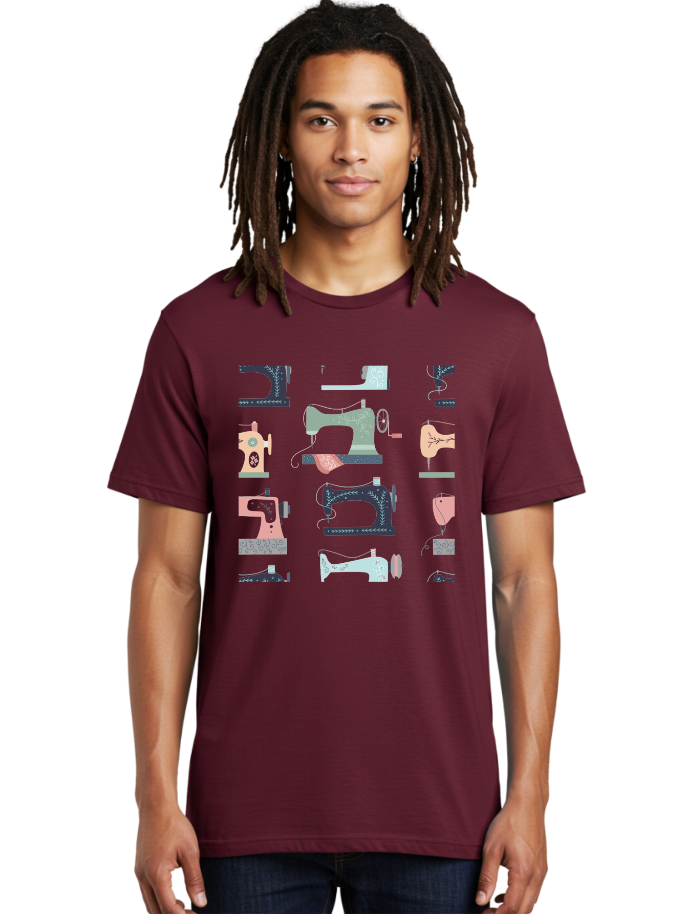 Sewing-Machines Men'S Graphic Tee, 100% Cotton, Comfortable Casual Summer Wear, Machine Washable, Sewing Machines, Vintage Style, Pastel Colors, Floral Patterns, Fashion Design, Handmade, Crafting, Tailor, Sewing Supplies, Thread, Needle Aac107 20
