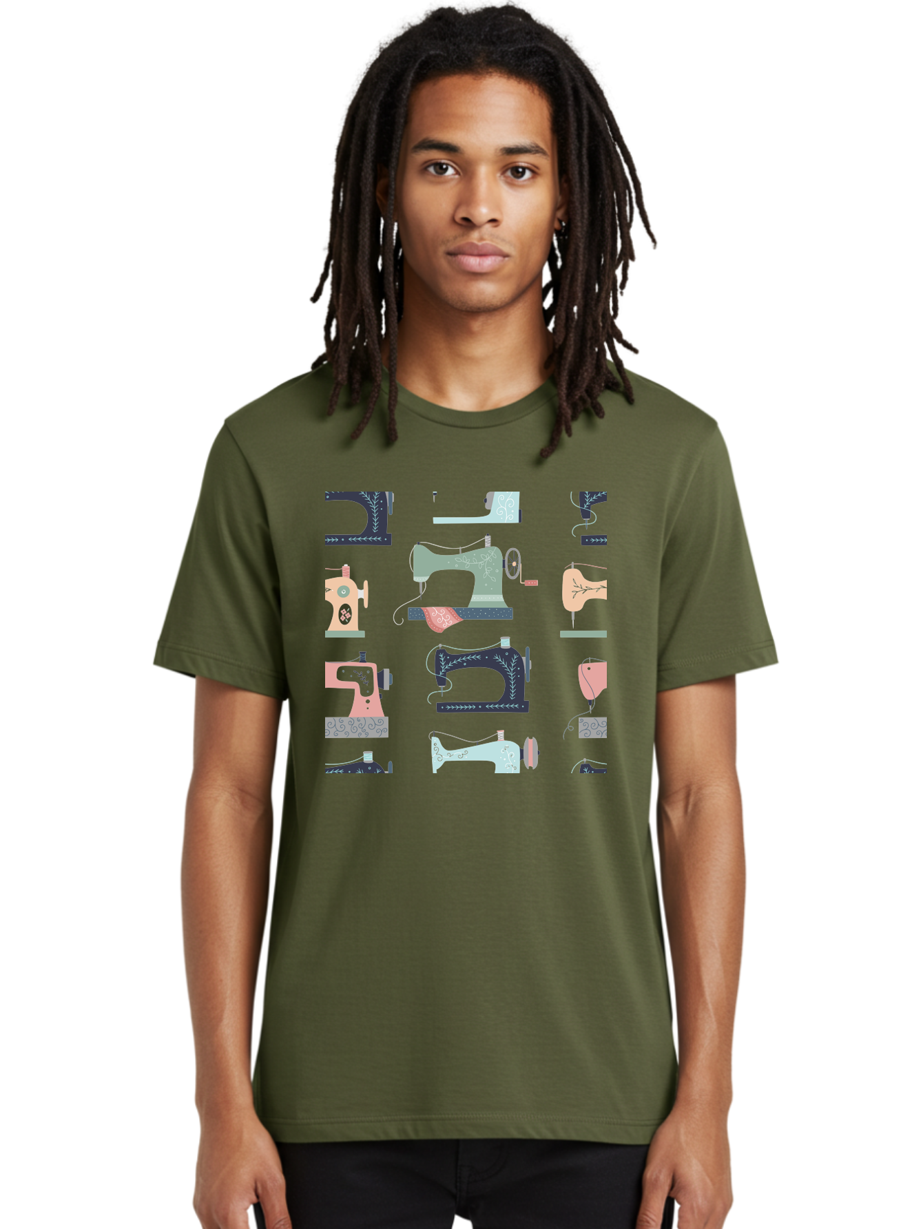 Sewing-Machines Men'S Graphic Tee, 100% Cotton, Comfortable Casual Summer Wear, Machine Washable, Sewing Machines, Vintage Style, Pastel Colors, Floral Patterns, Fashion Design, Handmade, Crafting, Tailor, Sewing Supplies, Thread, Needle Aac107 22
