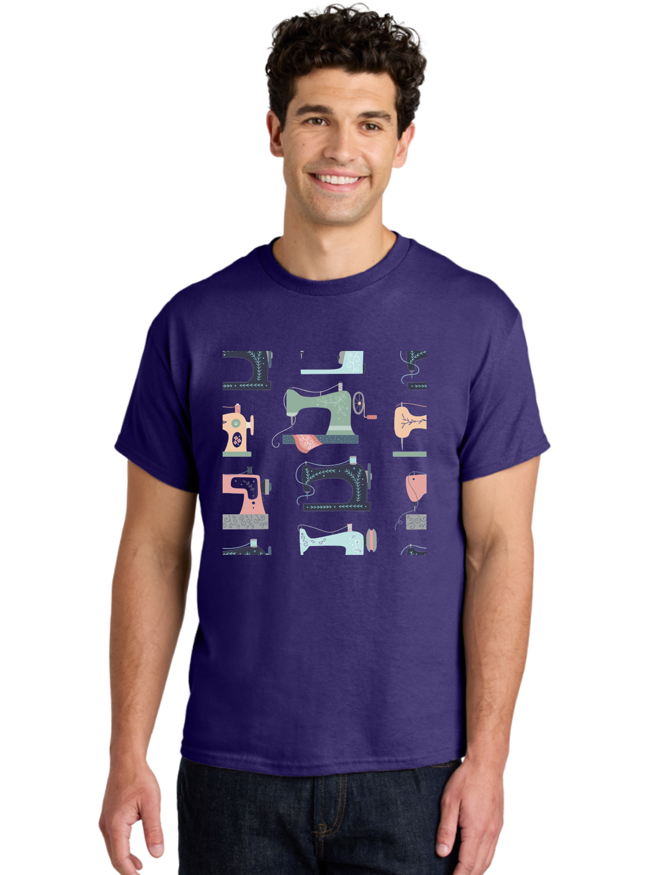 Sewing-Machines Men'S Graphic Tee, 100% Cotton, Comfortable Casual Summer Wear, Machine Washable, Sewing Machines, Vintage Style, Pastel Colors, Floral Patterns, Fashion Design, Handmade, Crafting, Tailor, Sewing Supplies, Thread, Needle Aac107 26