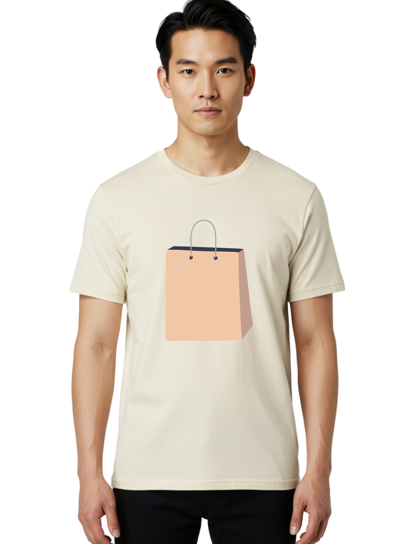 Shopping-Bag Men'S Graphic Tee, 100% Cotton, Comfortable Casual Summer Wear, Machine Washable, Shopping Bag, Retail Packaging, Paper Bag, Handles, Simple Design, Minimalist Style, E-Commerce, Packaging Design Aac111 14