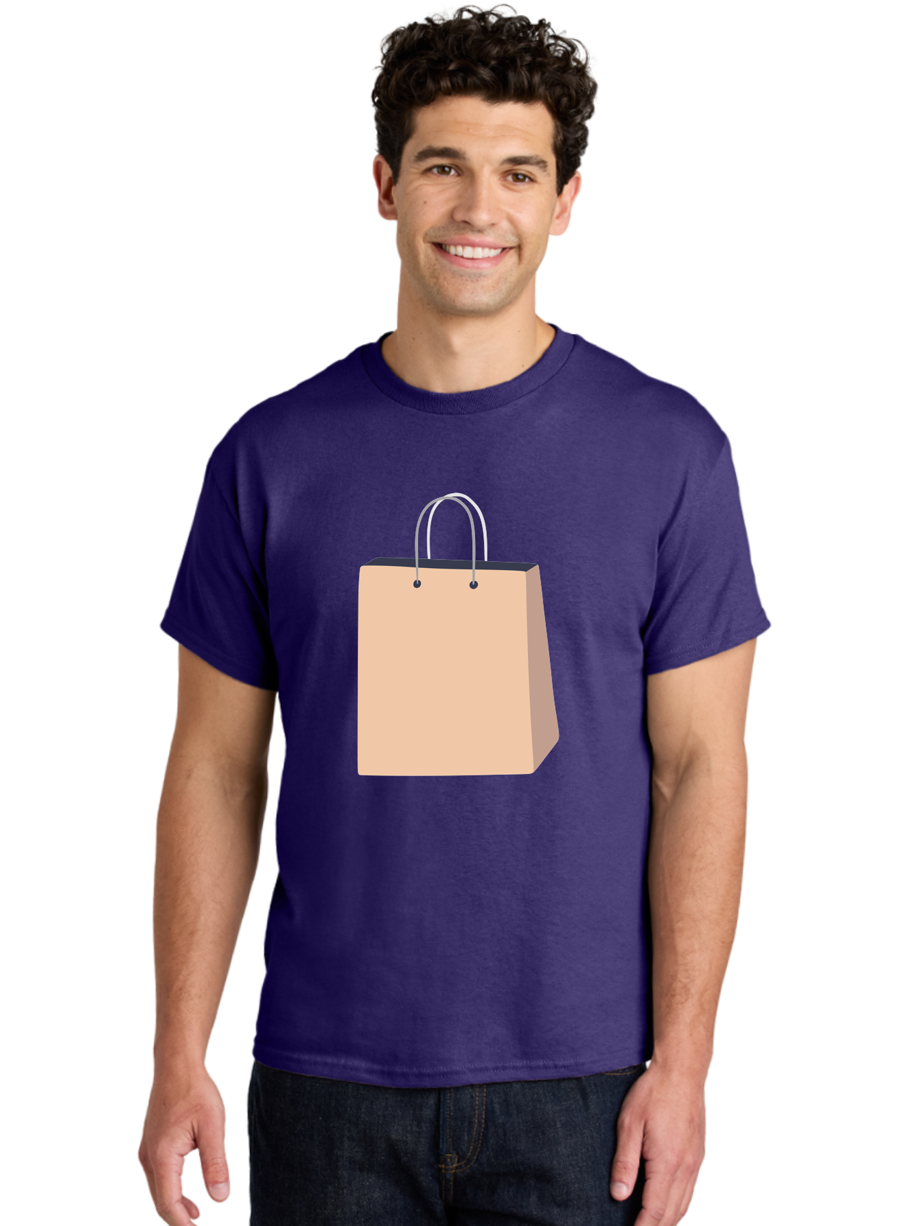 Shopping-Bag Men'S Graphic Tee, 100% Cotton, Comfortable Casual Summer Wear, Machine Washable, Shopping Bag, Retail Packaging, Paper Bag, Handles, Simple Design, Minimalist Style, E-Commerce, Packaging Design Aac111 28
