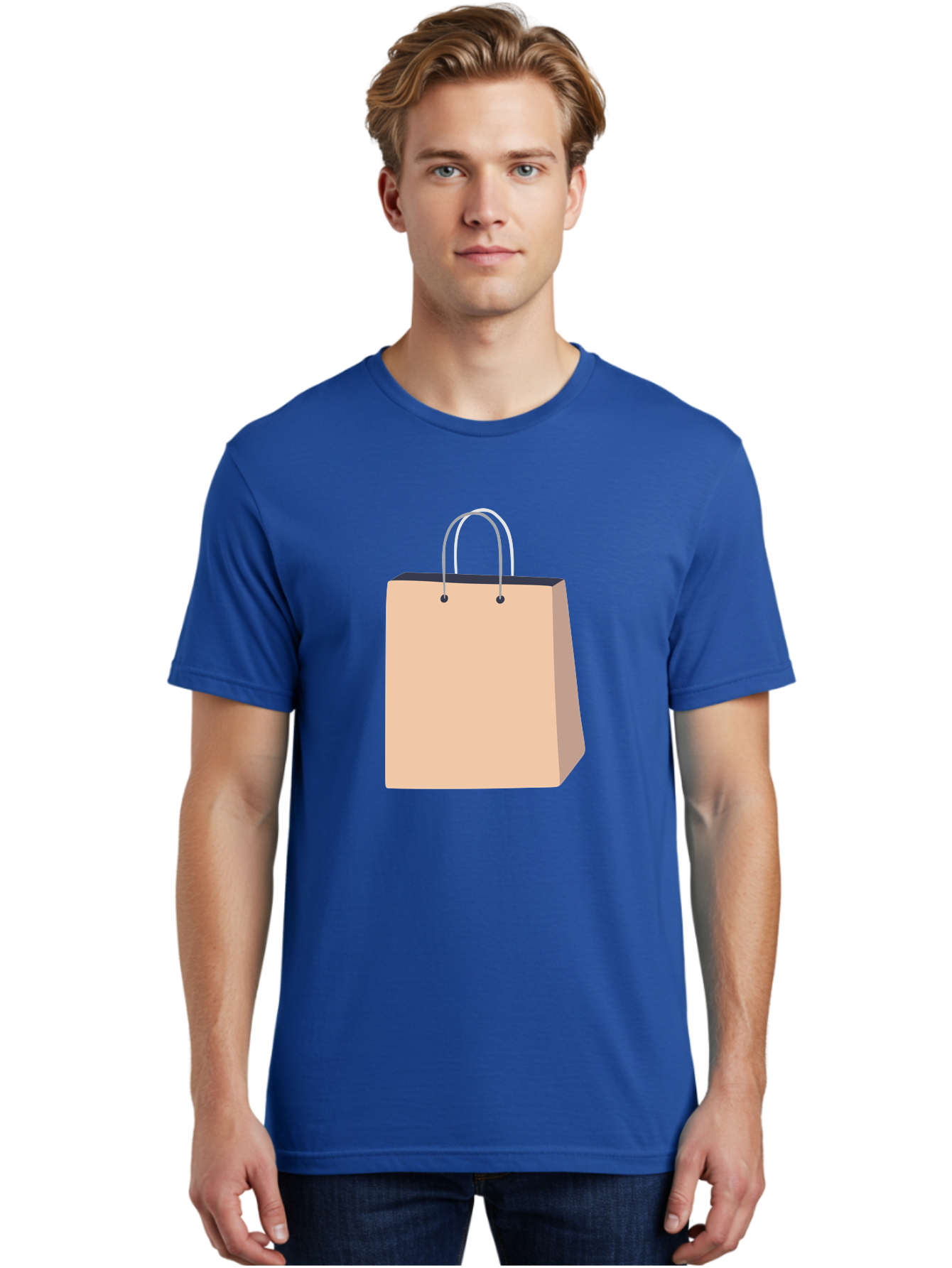 Shopping-Bag Men'S Graphic Tee, 100% Cotton, Comfortable Casual Summer Wear, Machine Washable, Shopping Bag, Retail Packaging, Paper Bag, Handles, Simple Design, Minimalist Style, E-Commerce, Packaging Design Aac111 18