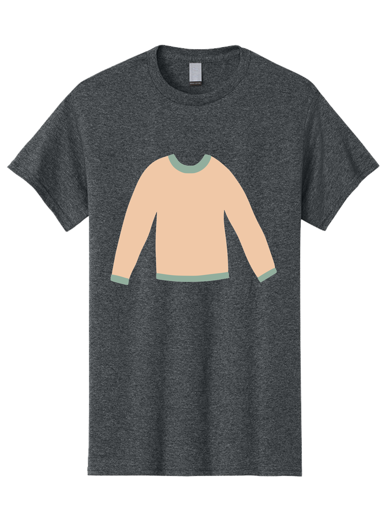Sweater Men'S Graphic Tee, 100% Cotton, Comfortable Casual Summer Wear, Machine Washable, Peach-Colored Sweater, Long-Sleeved Shirt, Casual Wear, Comfortable Clothing, Soft Peach, Gray Trim, Simple Design, Minimalist Fashion Aac120 13