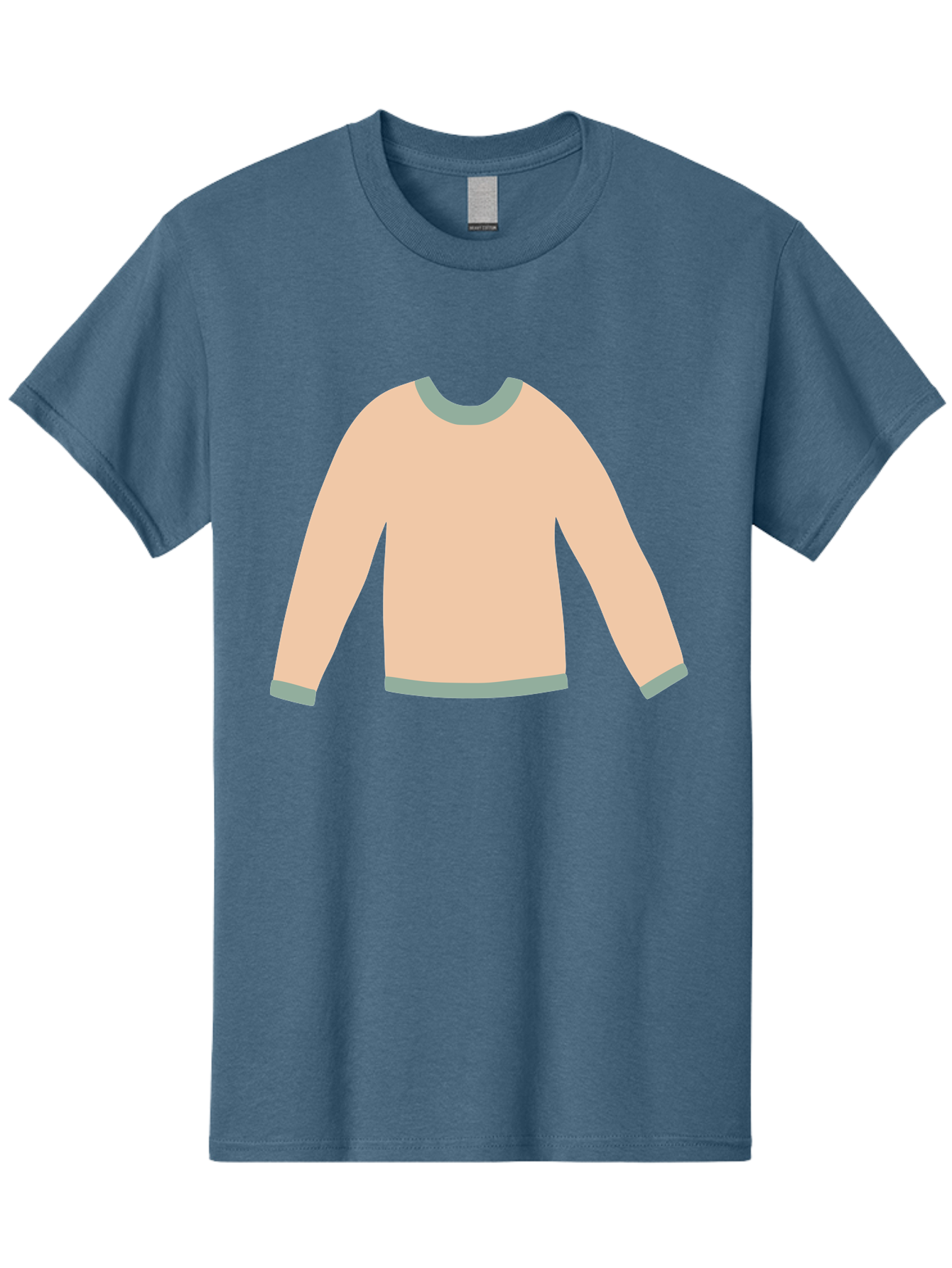Sweater Men'S Graphic Tee, 100% Cotton, Comfortable Casual Summer Wear, Machine Washable, Peach-Colored Sweater, Long-Sleeved Shirt, Casual Wear, Comfortable Clothing, Soft Peach, Gray Trim, Simple Design, Minimalist Fashion Aac120 17