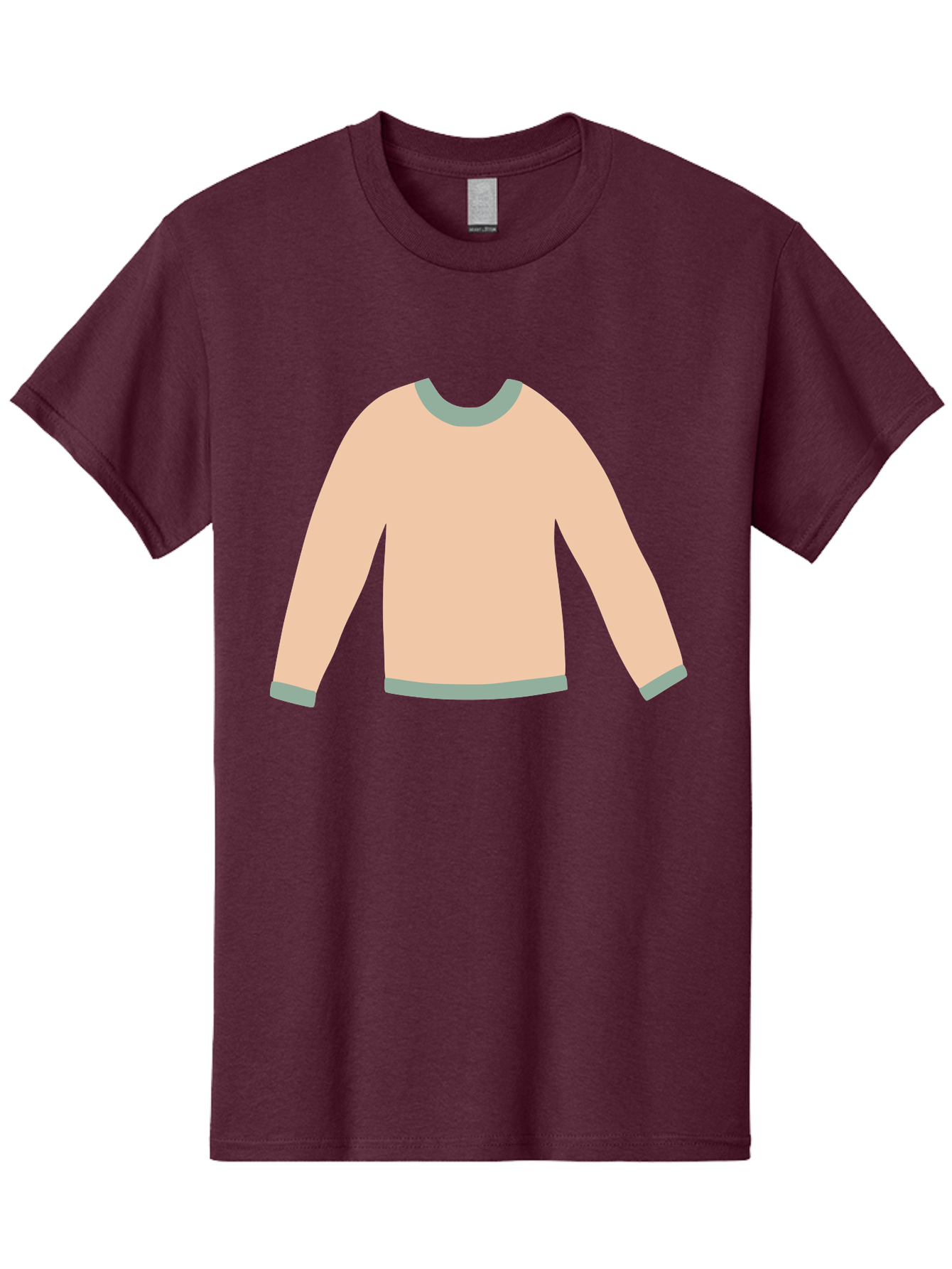 Sweater Men'S Graphic Tee, 100% Cotton, Comfortable Casual Summer Wear, Machine Washable, Peach-Colored Sweater, Long-Sleeved Shirt, Casual Wear, Comfortable Clothing, Soft Peach, Gray Trim, Simple Design, Minimalist Fashion Aac120 27