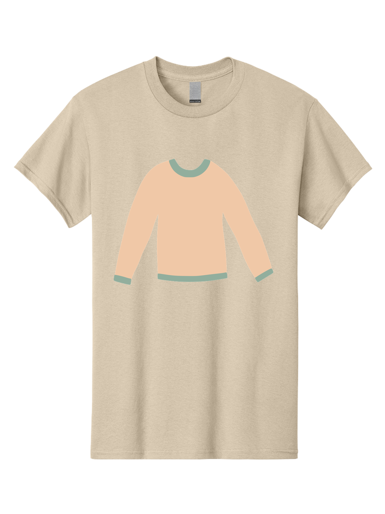 Sweater Men'S Graphic Tee, 100% Cotton, Comfortable Casual Summer Wear, Machine Washable, Peach-Colored Sweater, Long-Sleeved Shirt, Casual Wear, Comfortable Clothing, Soft Peach, Gray Trim, Simple Design, Minimalist Fashion Aac120 9