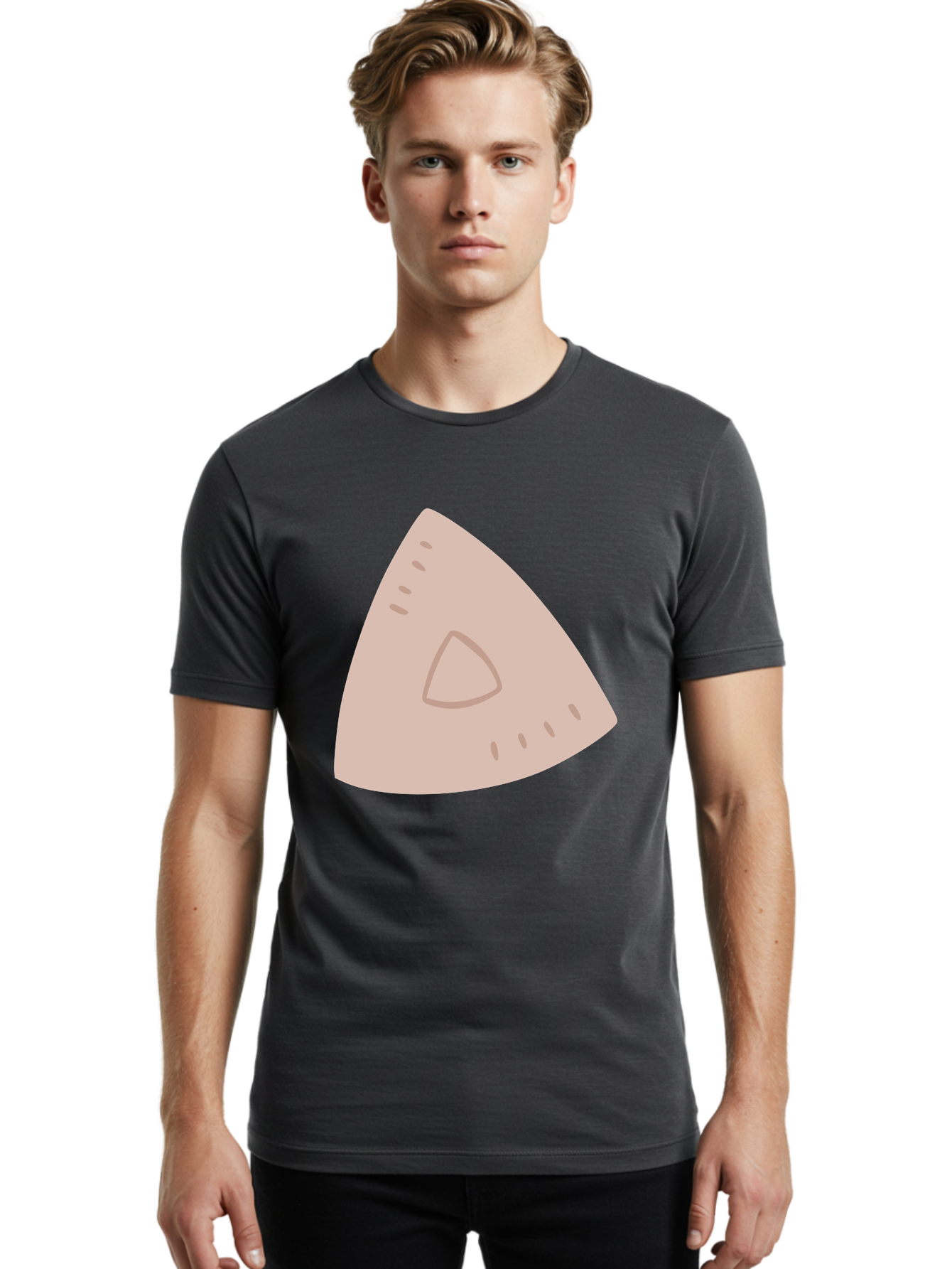 Triangle Men'S Graphic Tee, 100% Cotton, Comfortable Casual Summer Wear, Machine Washable, Tricorn Hat, Pirate Hat, Historical Fashion, 18Th Century Style, Cartoon Illustration, Minimalist Design, Simple Shapes, Muted Colors, Vintage Accessory Aac129 18